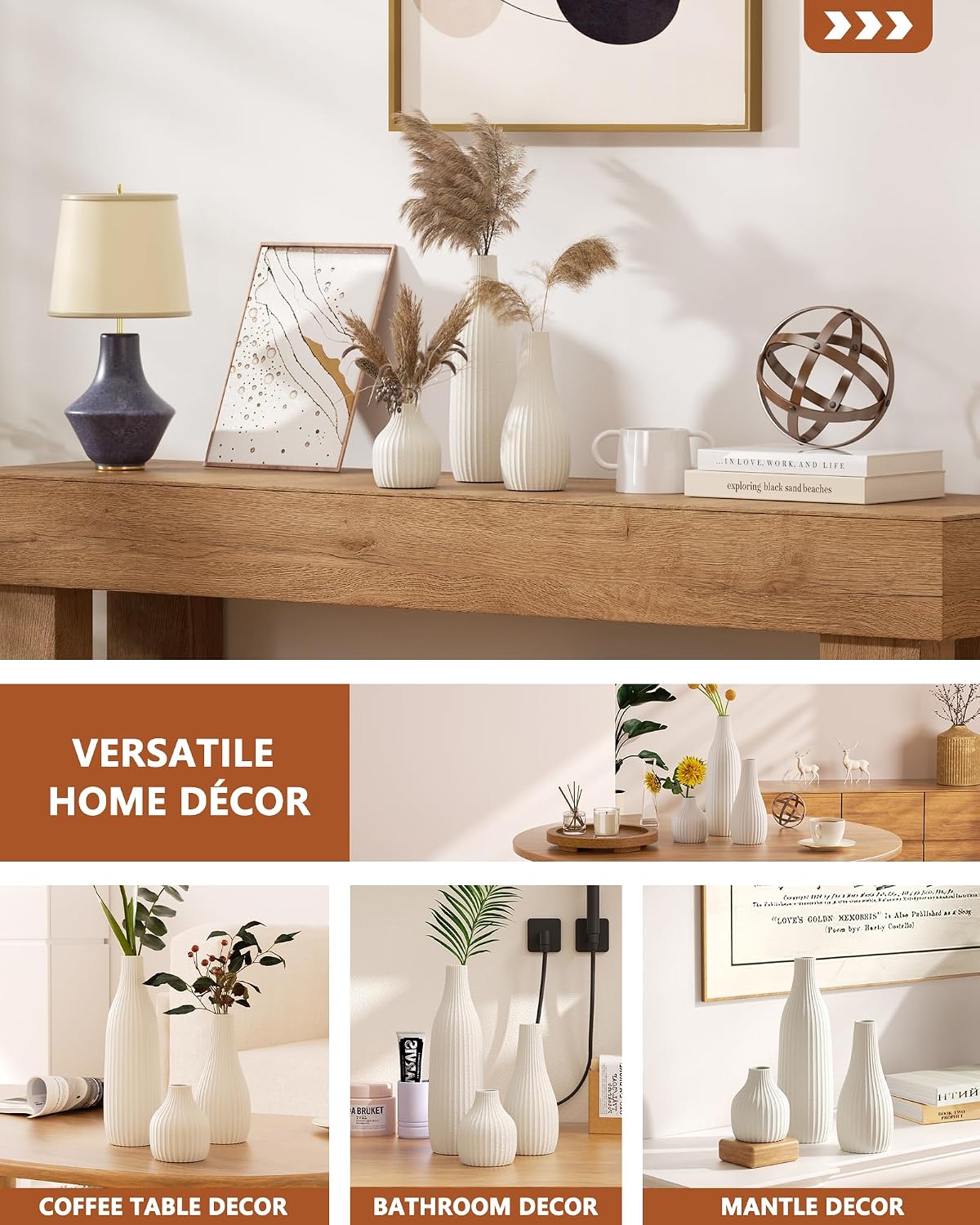 Modern Boho Style Vases / White / Set of 3