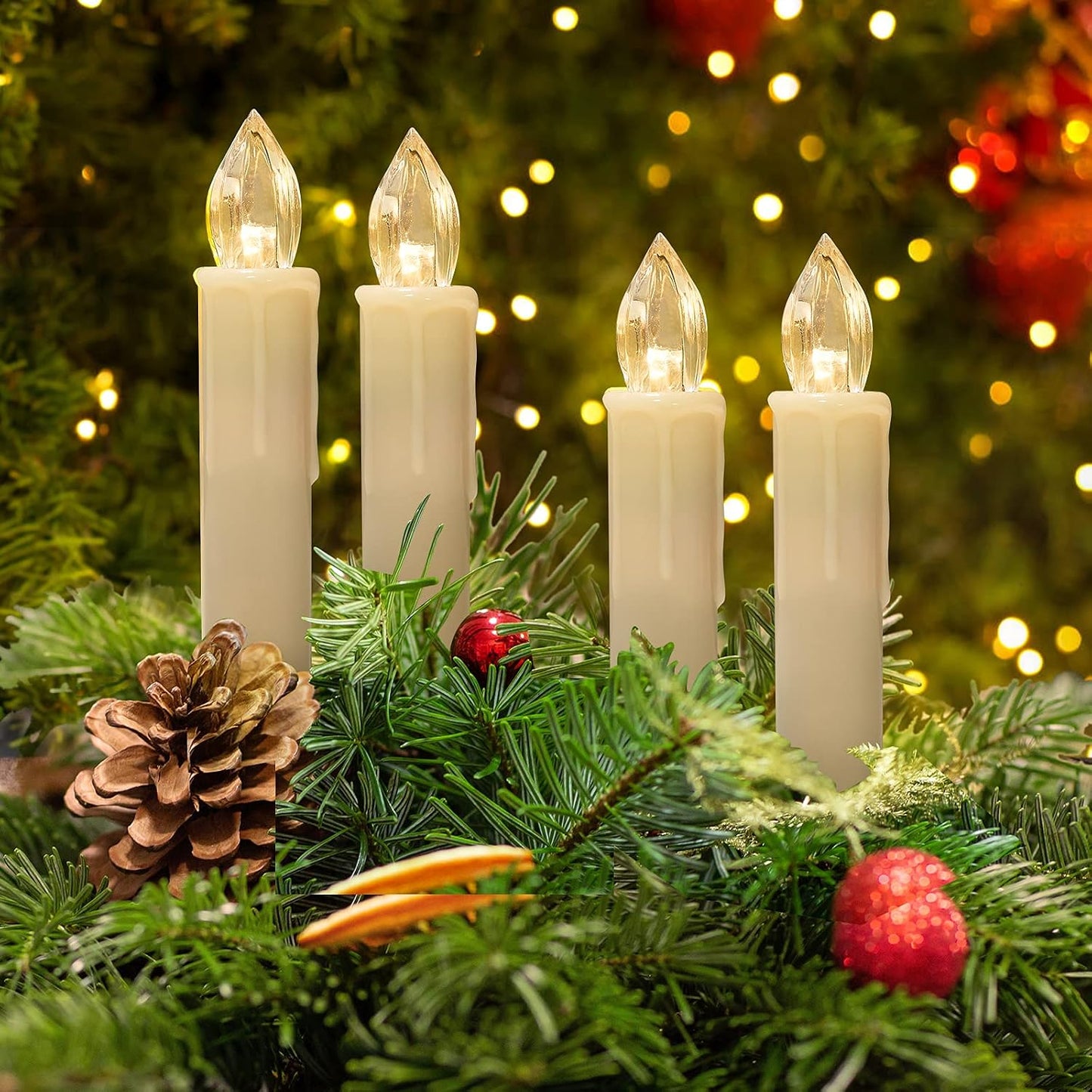 Daord 30 PCS Flameless LED Taper Candles Battery Operated Christmas Tree Candle Lights Electric Fake Candles with