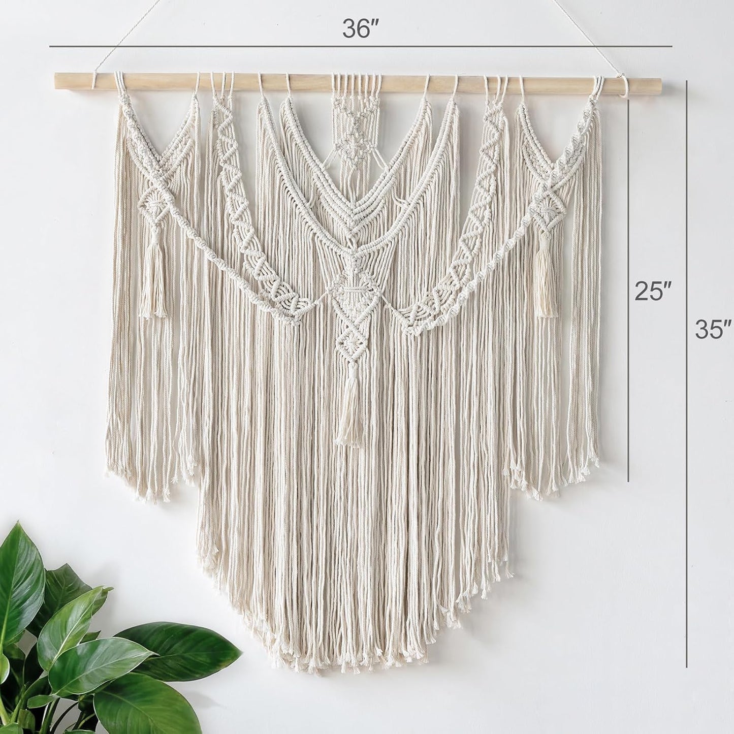 Macrame Wall Hanging Boho Home Decor Chic Woven Decoration / 35"L x 36"W