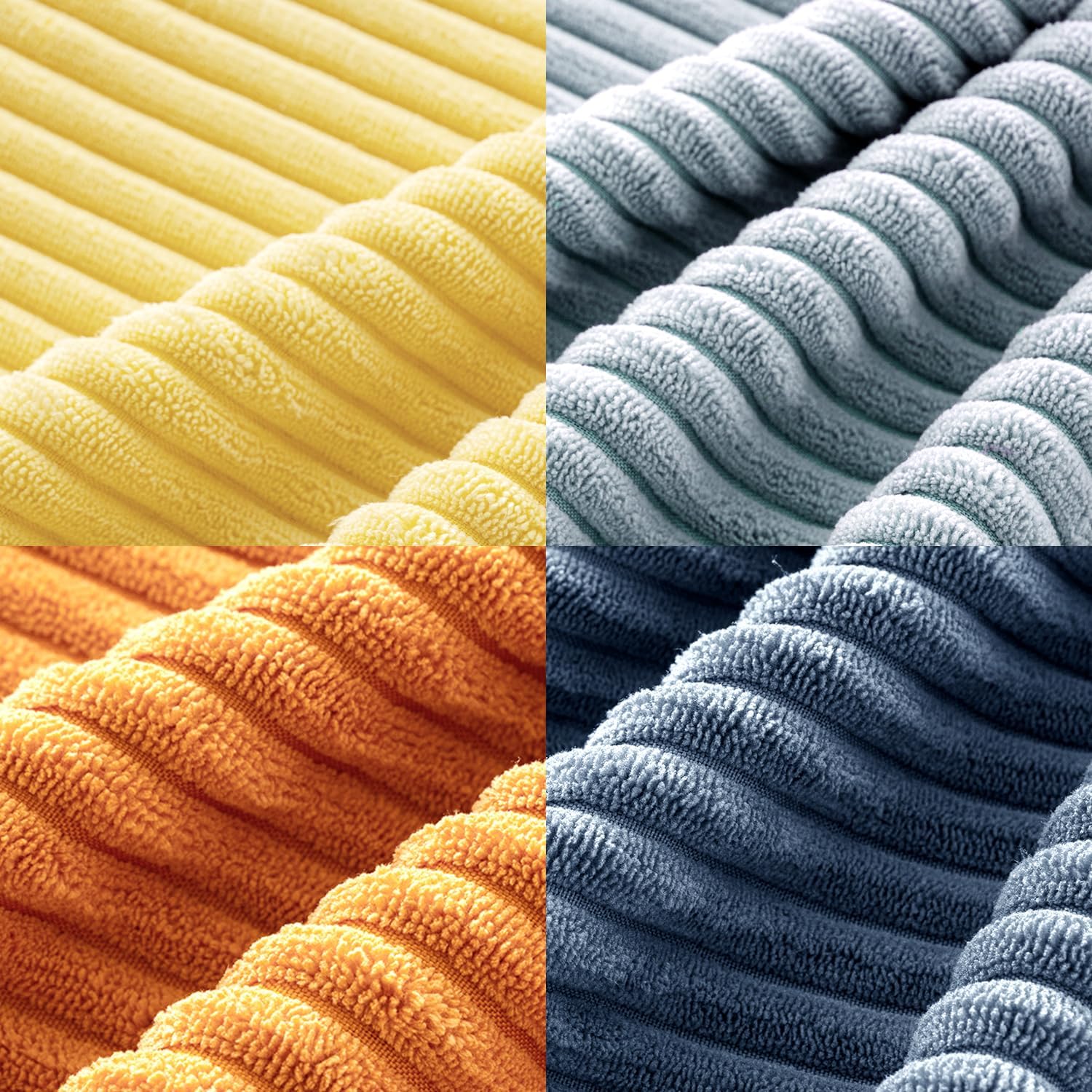 Corduroy Decorative Throw Pillow Covers Soft Boho Striped Pillow / 18 x 18 / Blue-orange / Set of 4