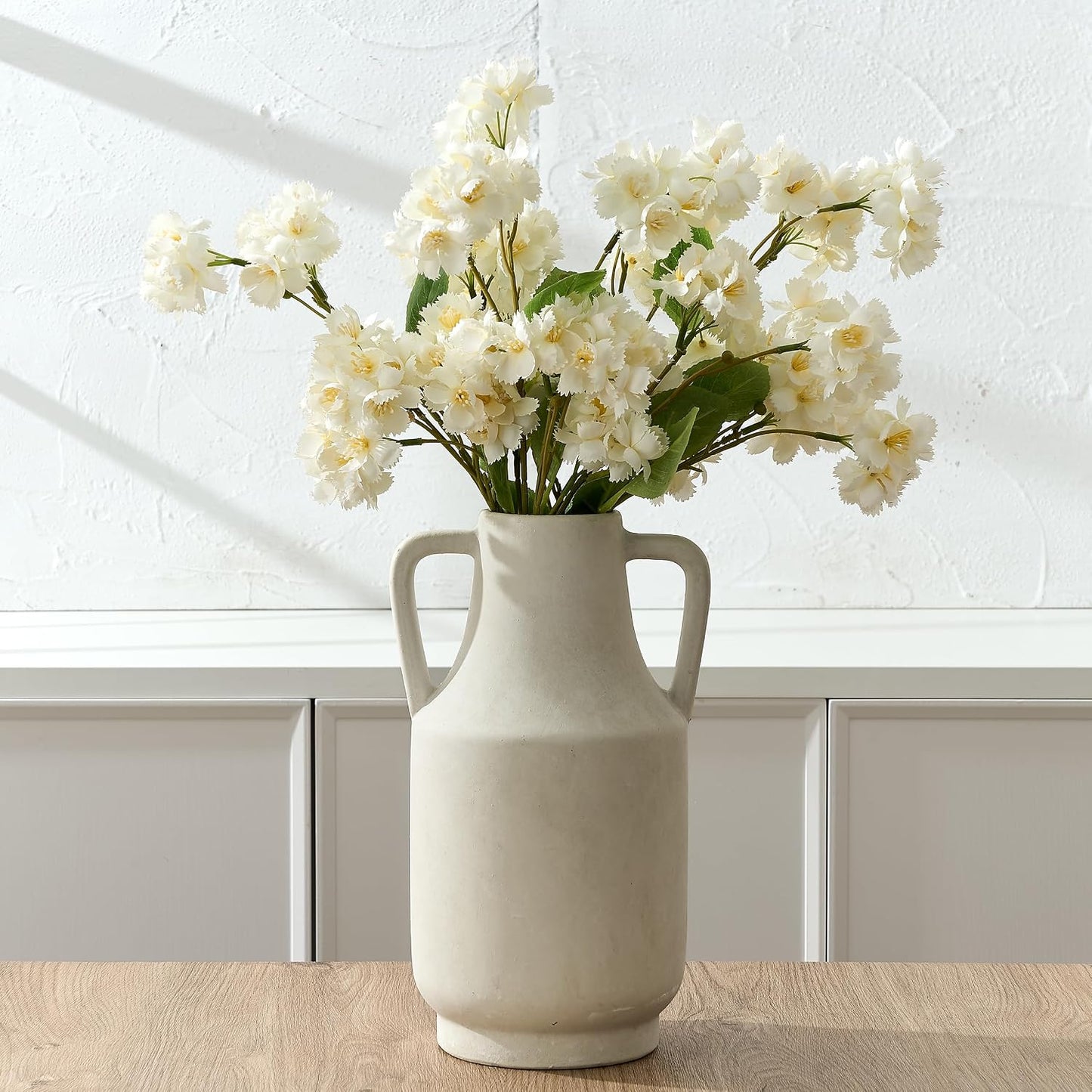 Ceramic Rustic Flower Vase / 112-kiln-fired White / 12 Inch
