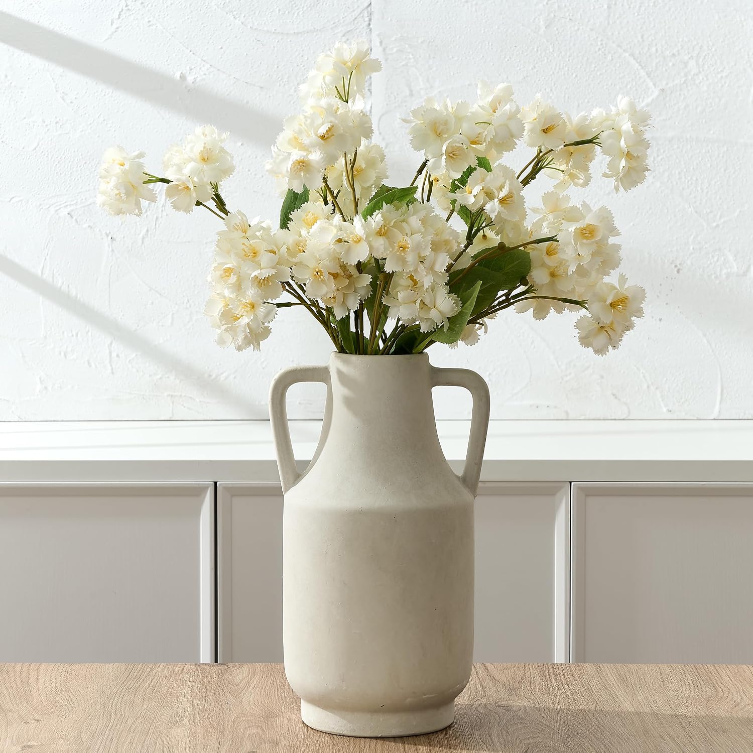 Ceramic Rustic Flower Vase / 112-kiln-fired White / 12 Inch
