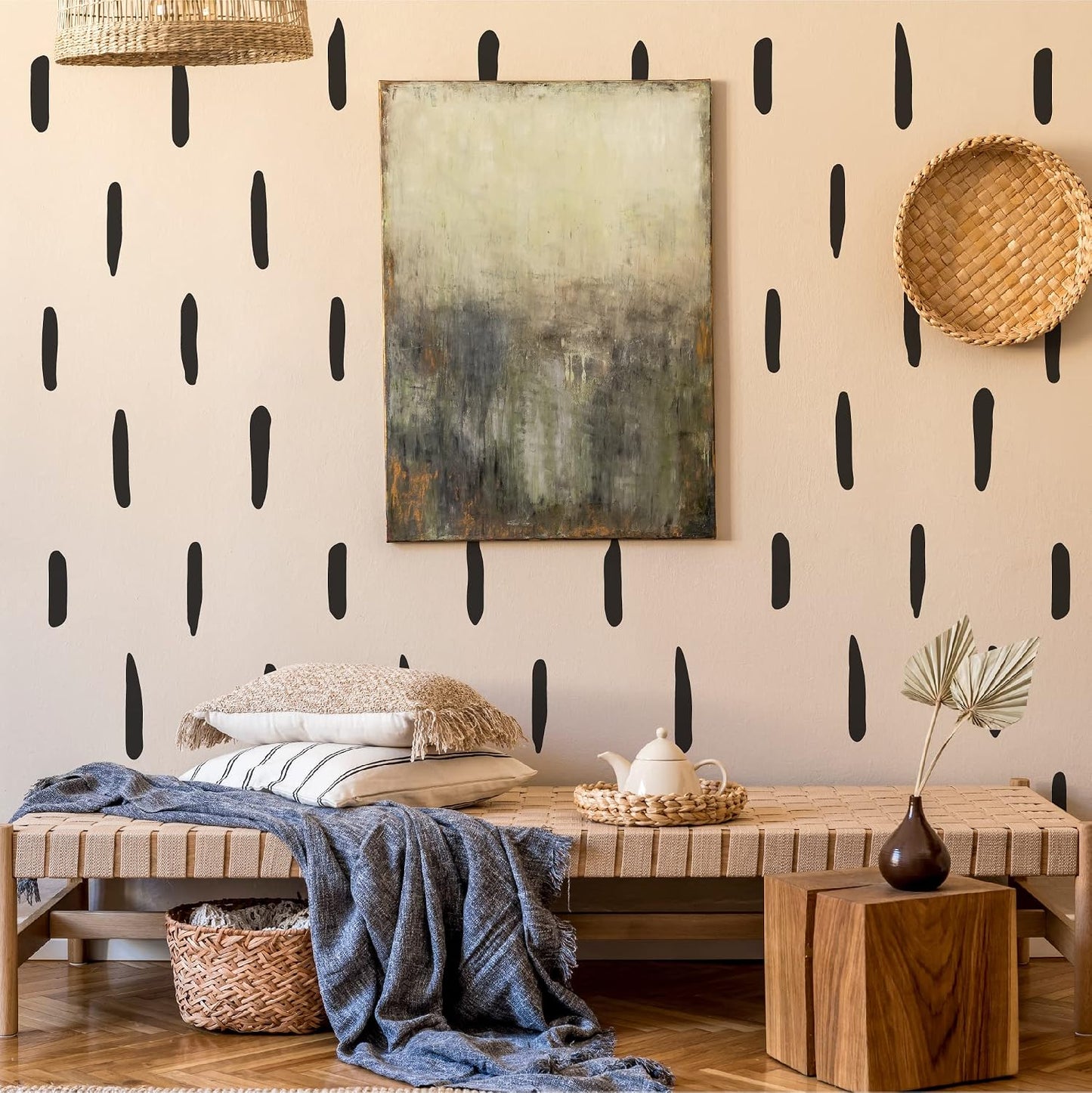 Peel and Stick Modern Boho Stickers / Lines / Black