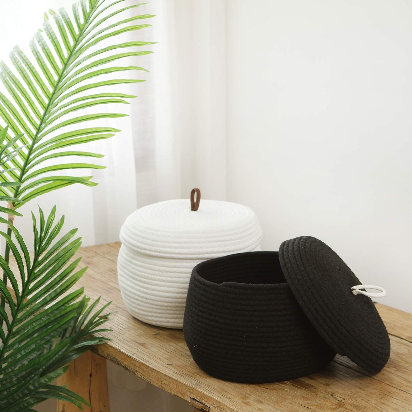Decorative Woven Storage Bin / Small / Black
