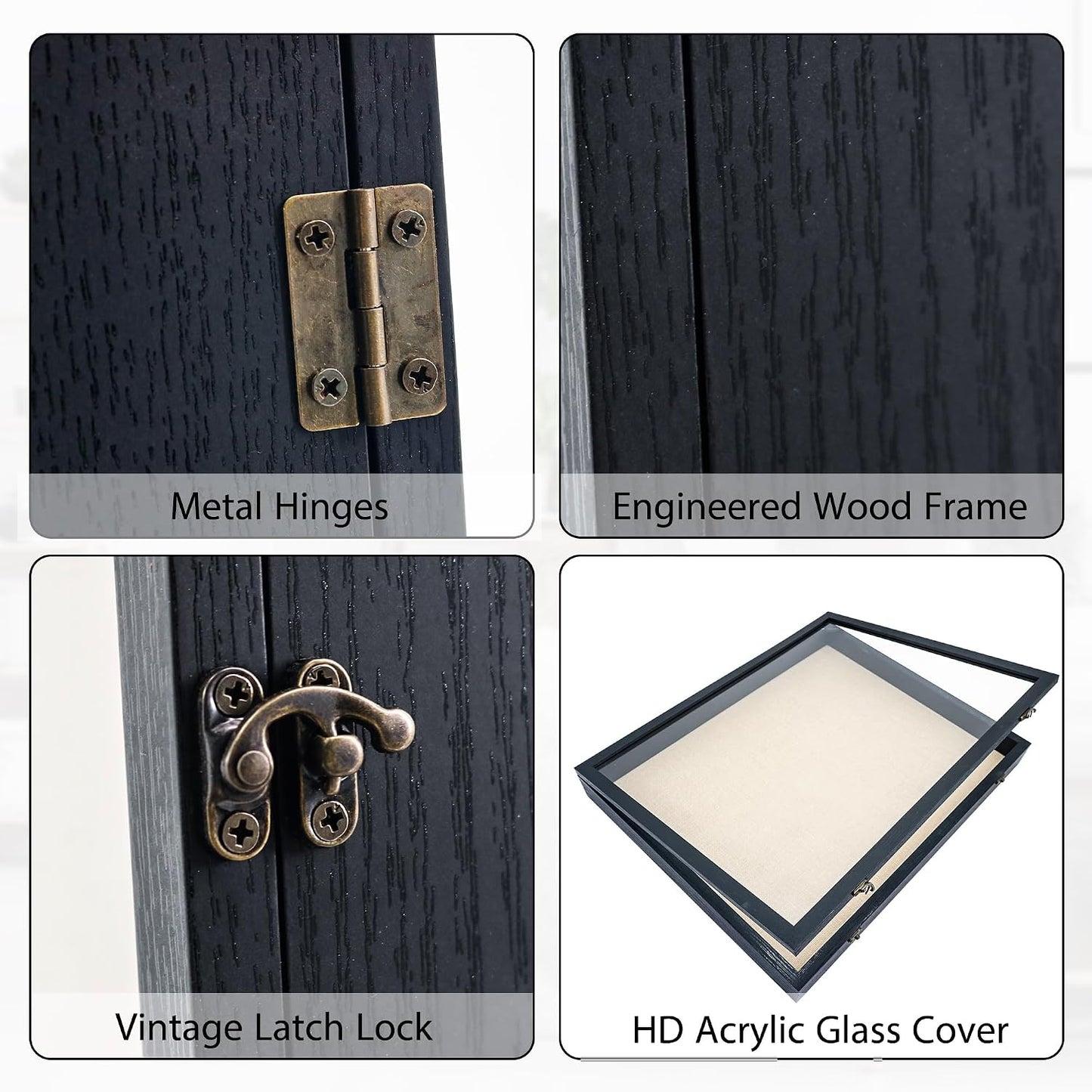 16x20 Graduation Shadow Box Frame with Real Glass,Black | Large Graduation Frames Display Case with Metal Lock, Memory