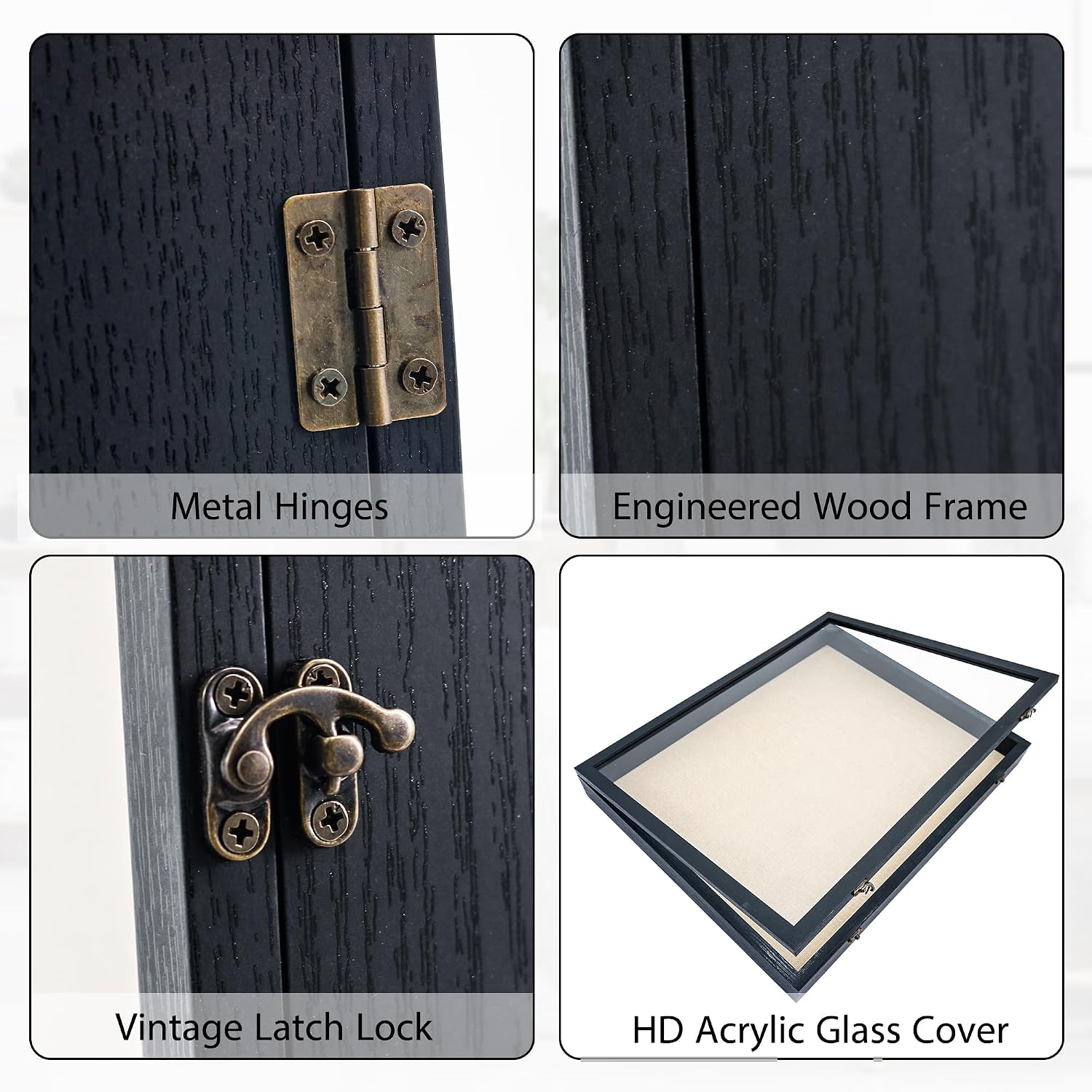 16x20 Graduation Shadow Box Frame with Real Glass,Black | Large Graduation Frames Display Case with Metal Lock, Memory