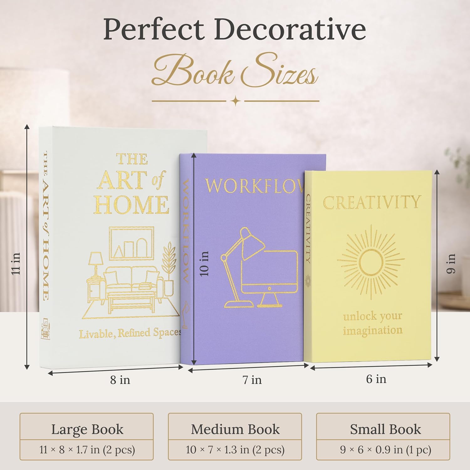 Oxford Linen Faux Books / Gold / Set of 5
