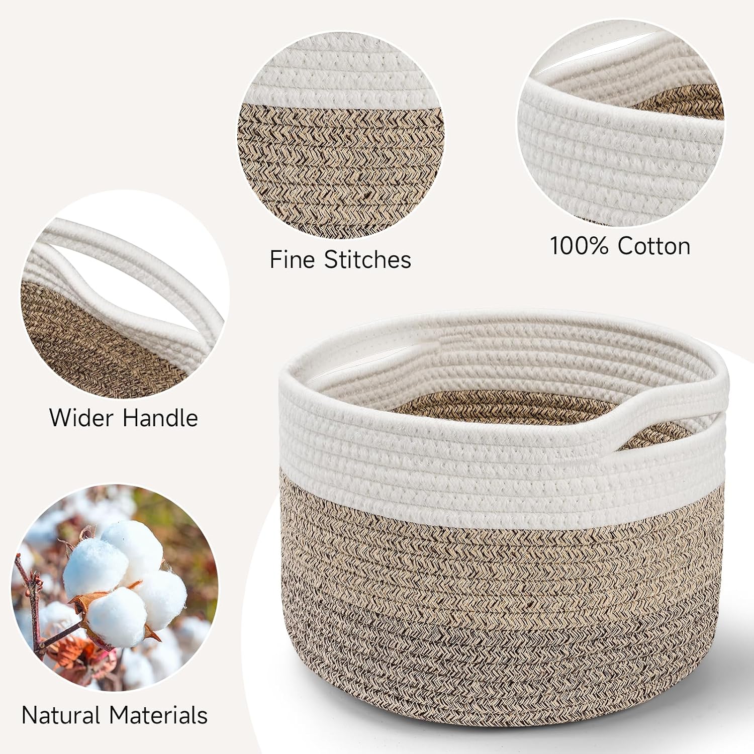 Round Woven Basket / Mixed Brown / Set of 3