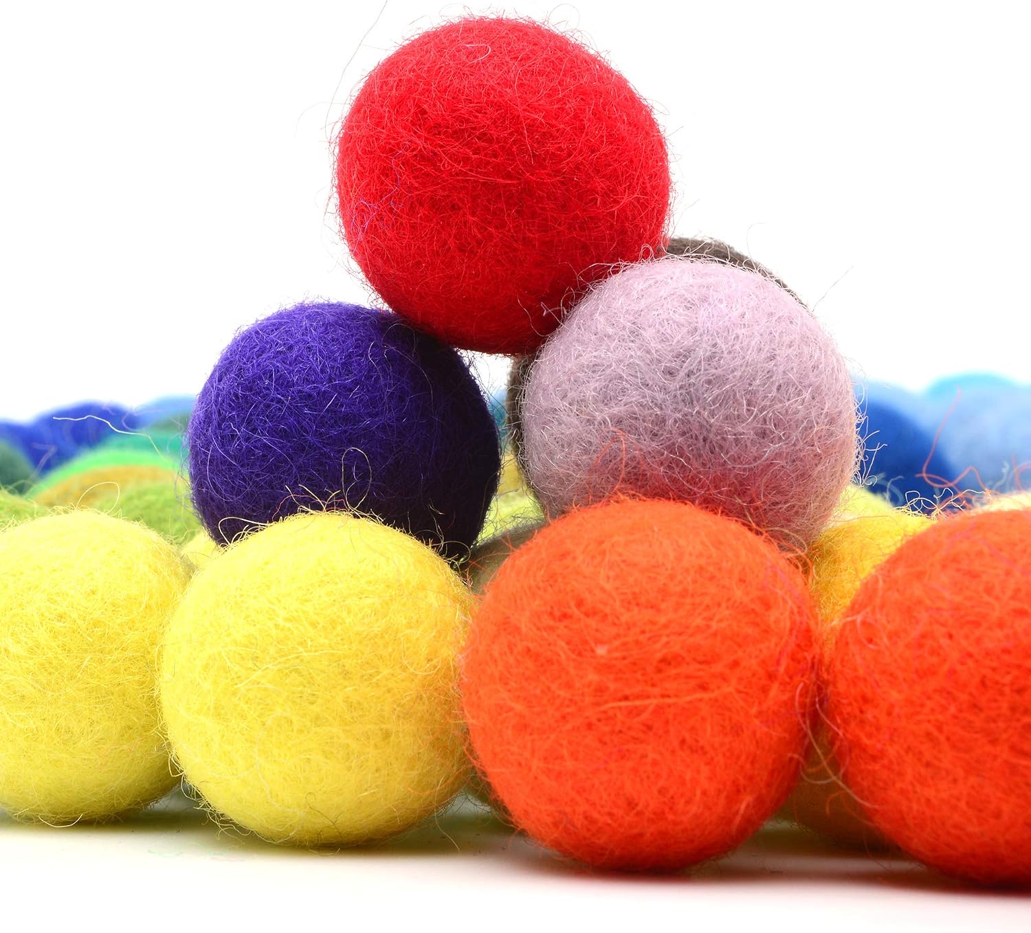 Glaciart One Felt Pom Poms, Wool Balls (160 Pcs) 4 Sizes: 1 cm, 1.5 cm, 2 cm & 2.5 cm, Handmade Felted 40 Color (Red