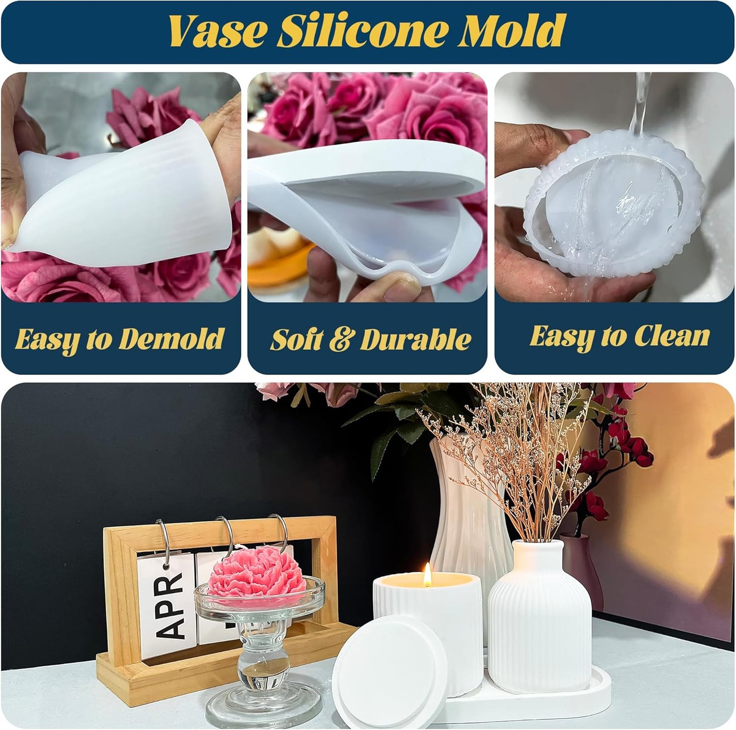 Jar Molds / Resin Tray Mold / Vase+tray+jar