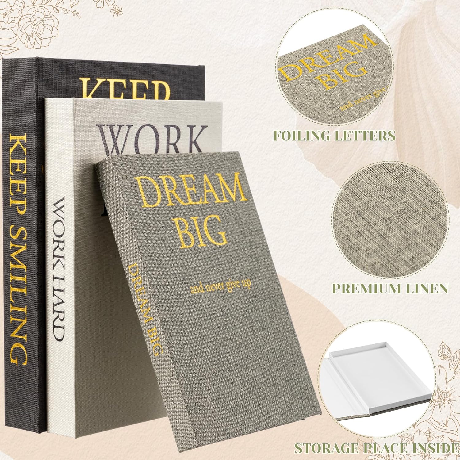 Aesthetic Decorative Books / Inspire / Black,white,gray / Set of 3