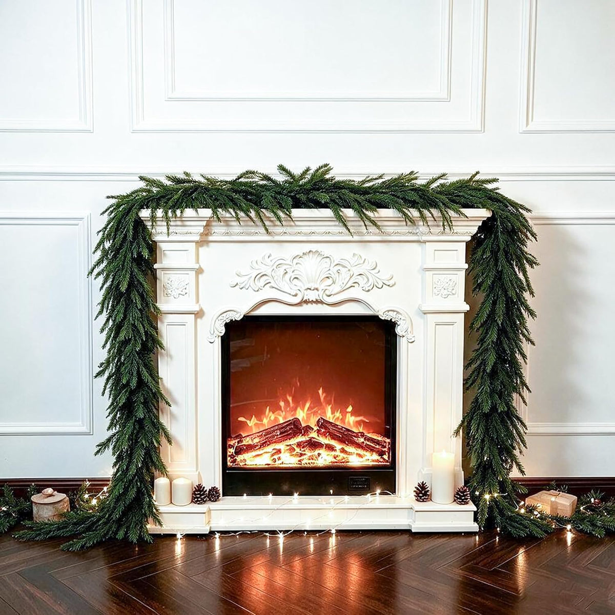 4PCS 6FT Christmas Cedar Garlands Real Touch Soft Greenery Pine Decorations