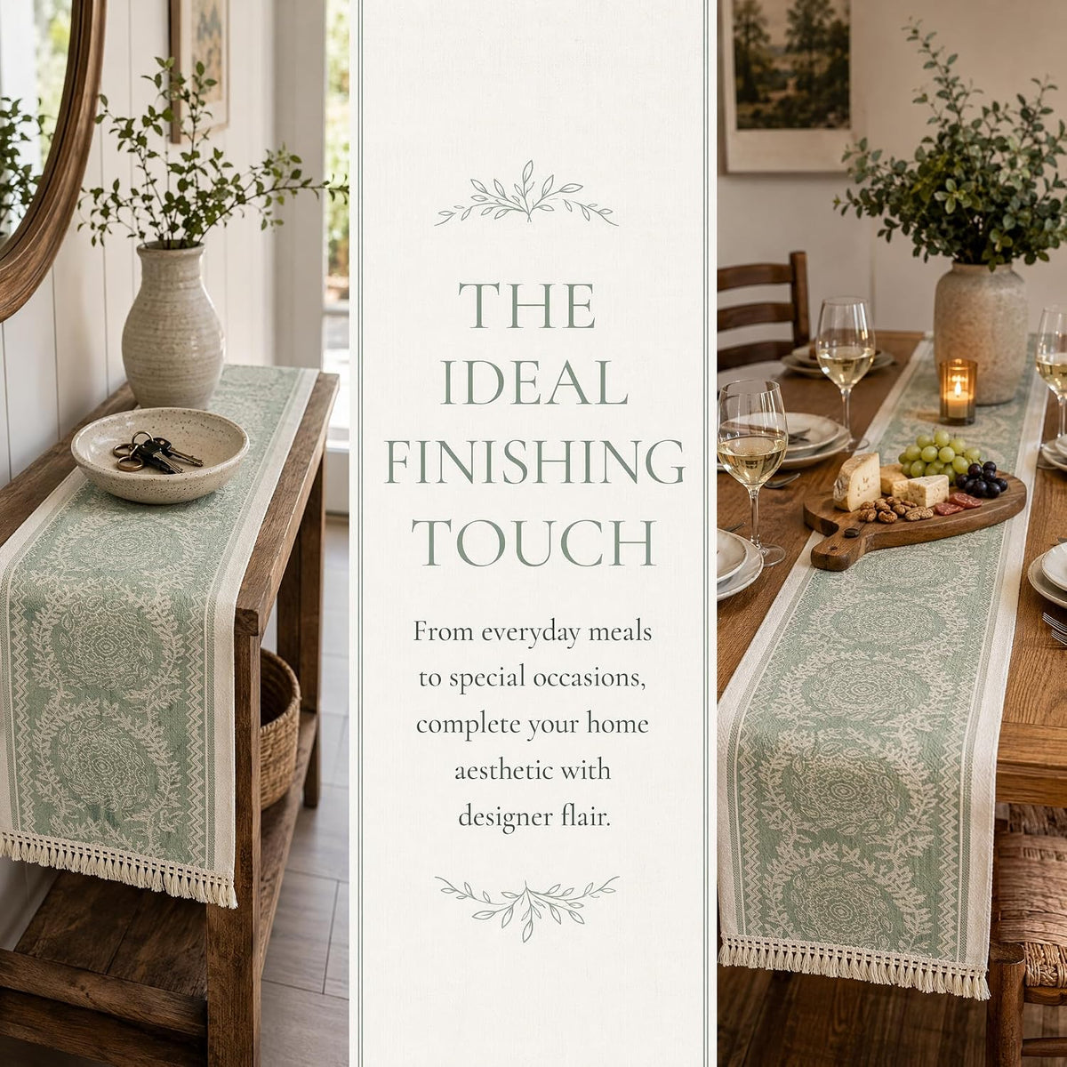 14x138 Medallion Table Runner Waterproof Rustic Farmhouse Macrame | Planning a rustic wedding or banquet? This