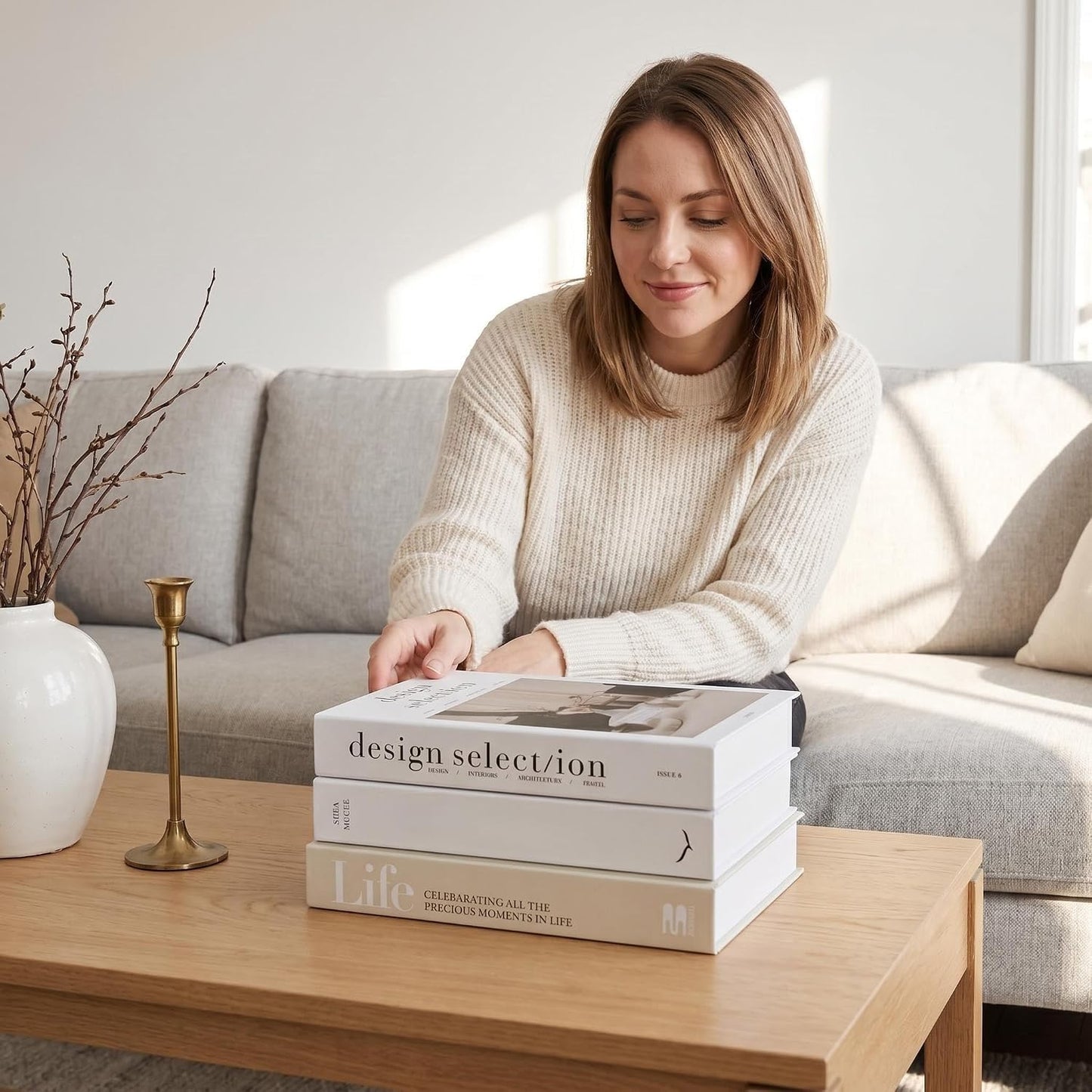 Modern Faux Books / White / Set of 3
