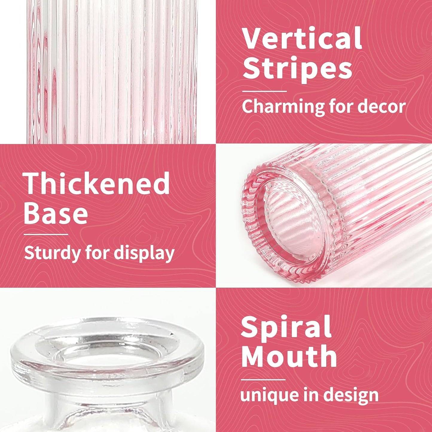 Glass Bud Vases / Pink / Set of 20