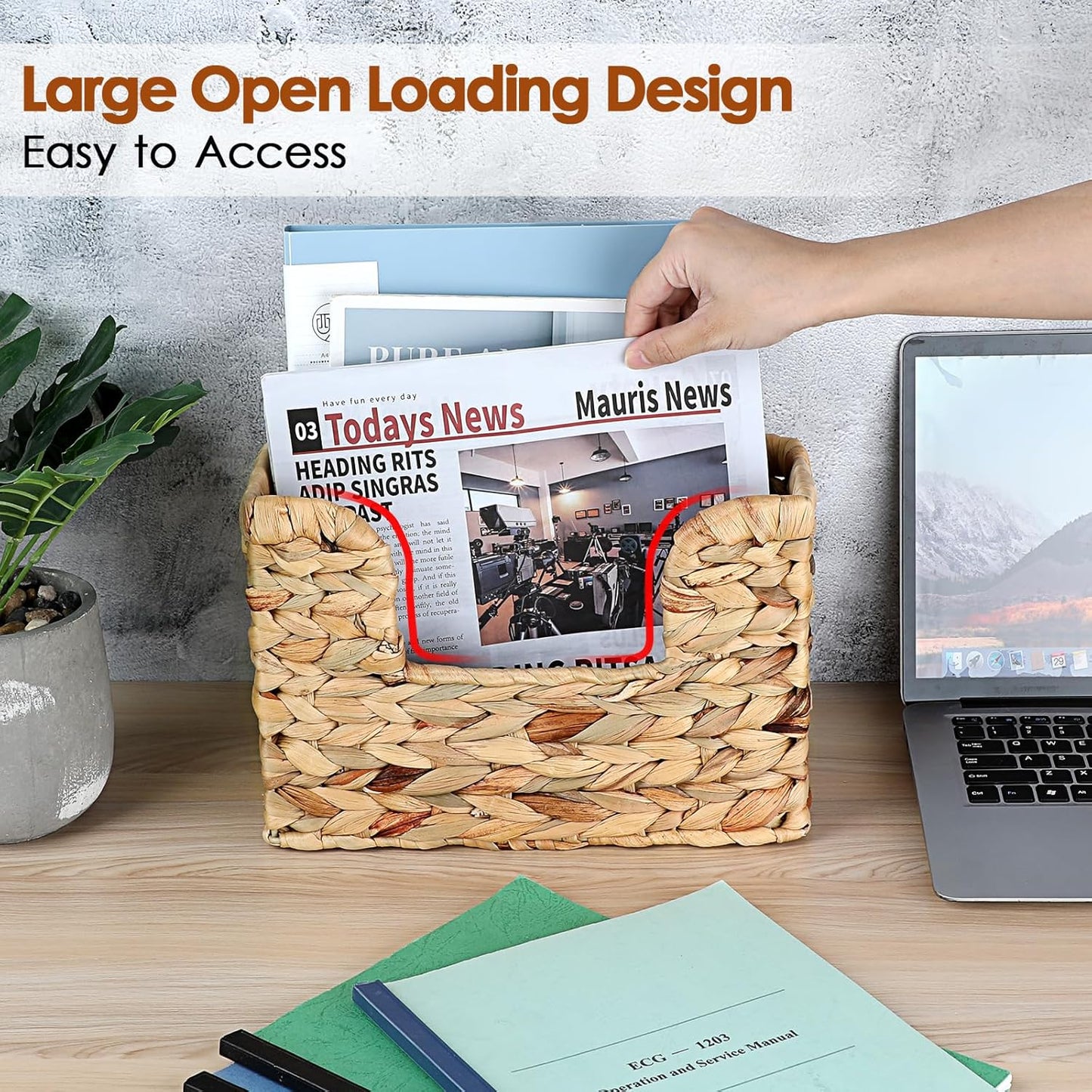 Woven Hanging Magazine Holder / Water Hyacinth