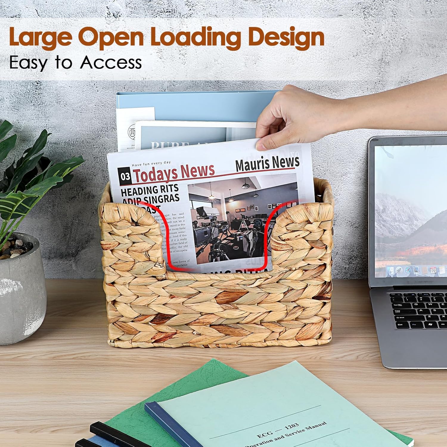Woven Hanging Magazine Holder / Water Hyacinth