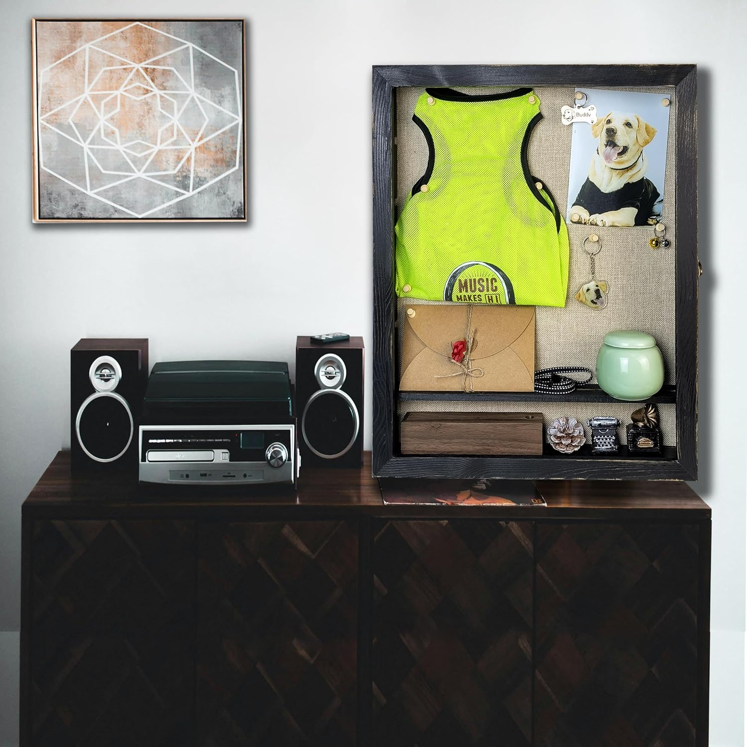 Black Shadow Box Frame 16x20 Shadow Box with Shelves 2.6" Interior Depth Memorial Shadow Box Display Case with Linen