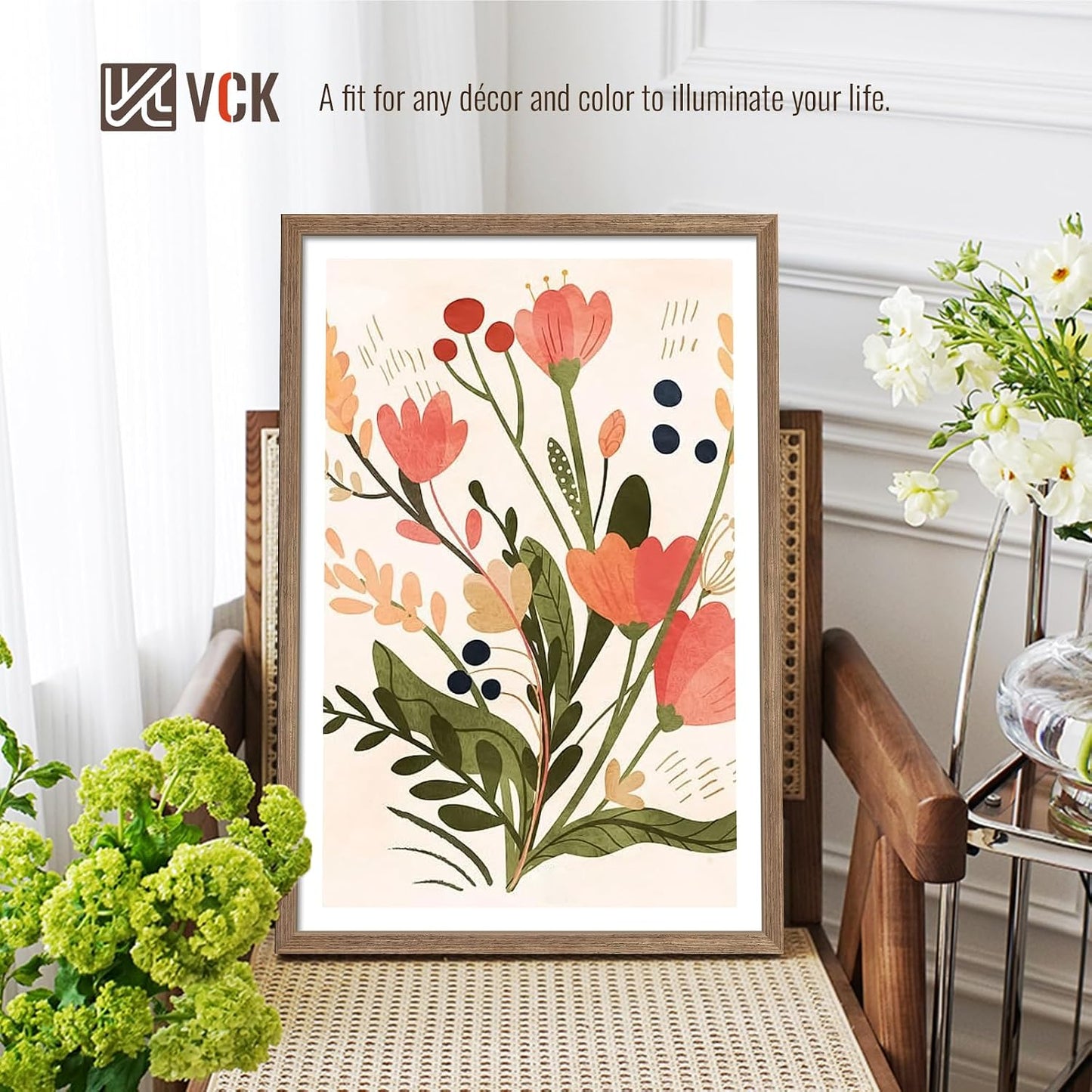 VCK 27x40 Poster Frame Walnut 4 Pack, Wide Thick Wood Border, for Prints | Exclusive Woodgrain, Wall Hanging, HD