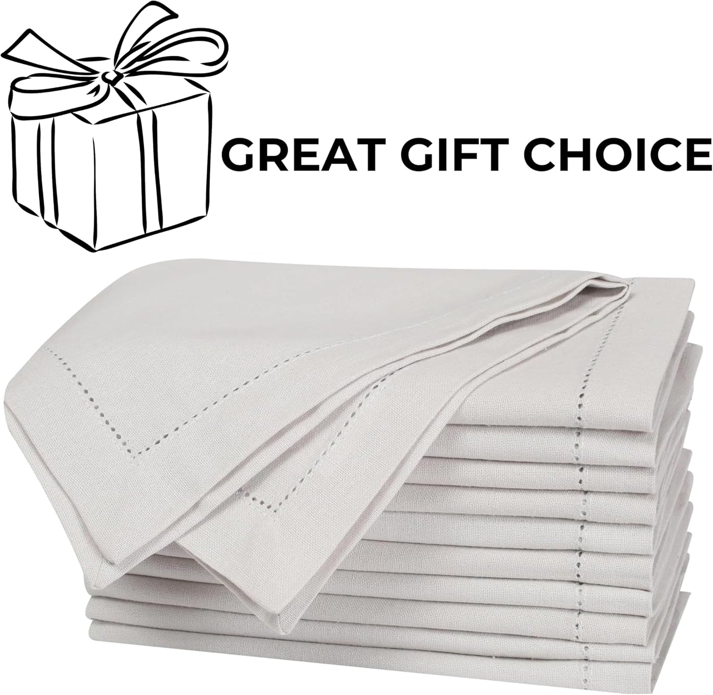 Bedding Craft Cotton Dinner Cloth Napkins Set of 12 – 18x18 Apricot Gelato Moonstruck Hemstitched – Machine Washable