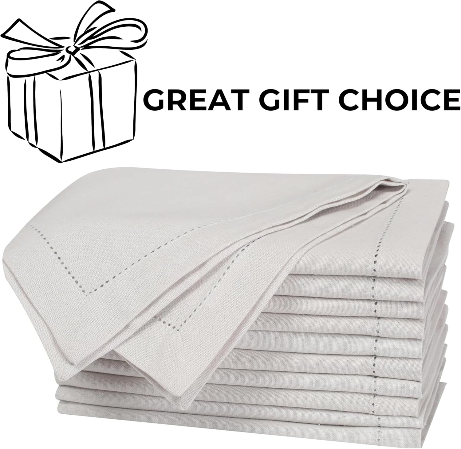 Bedding Craft Cotton Dinner Cloth Napkins Set of 12 – 18x18 Apricot Gelato Moonstruck Hemstitched – Machine Washable