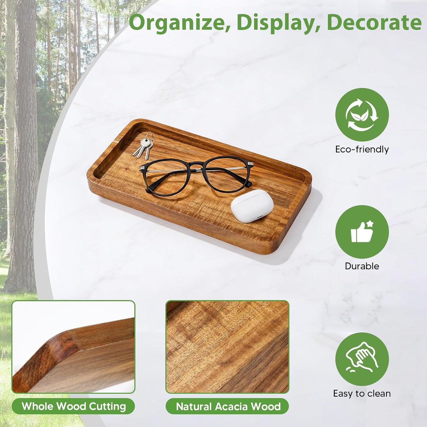 Wooden Bathroom Vanity Tray / 9.8 x 5.1 x 0.8