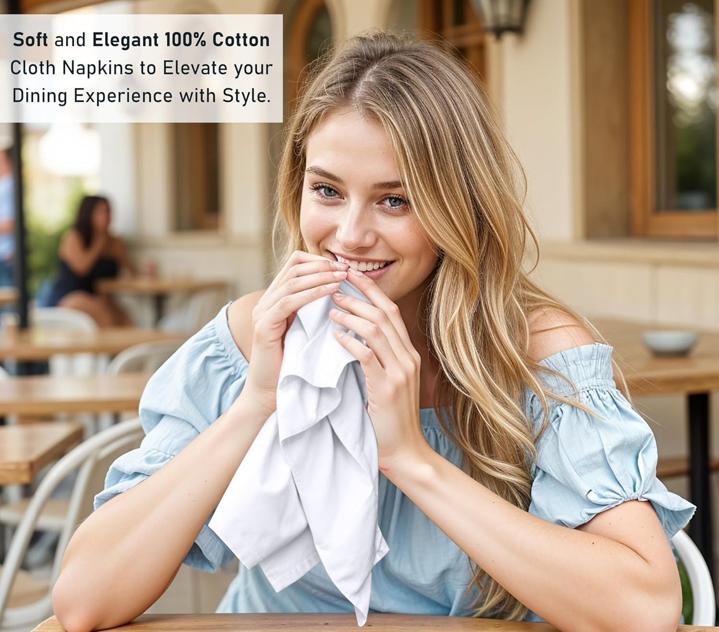 Ruvanti Cloth Napkins Set of 12, 100% Cotton 18”x18” - White | Washable, Soft, Durable & Absorbent Everyday Napkins.