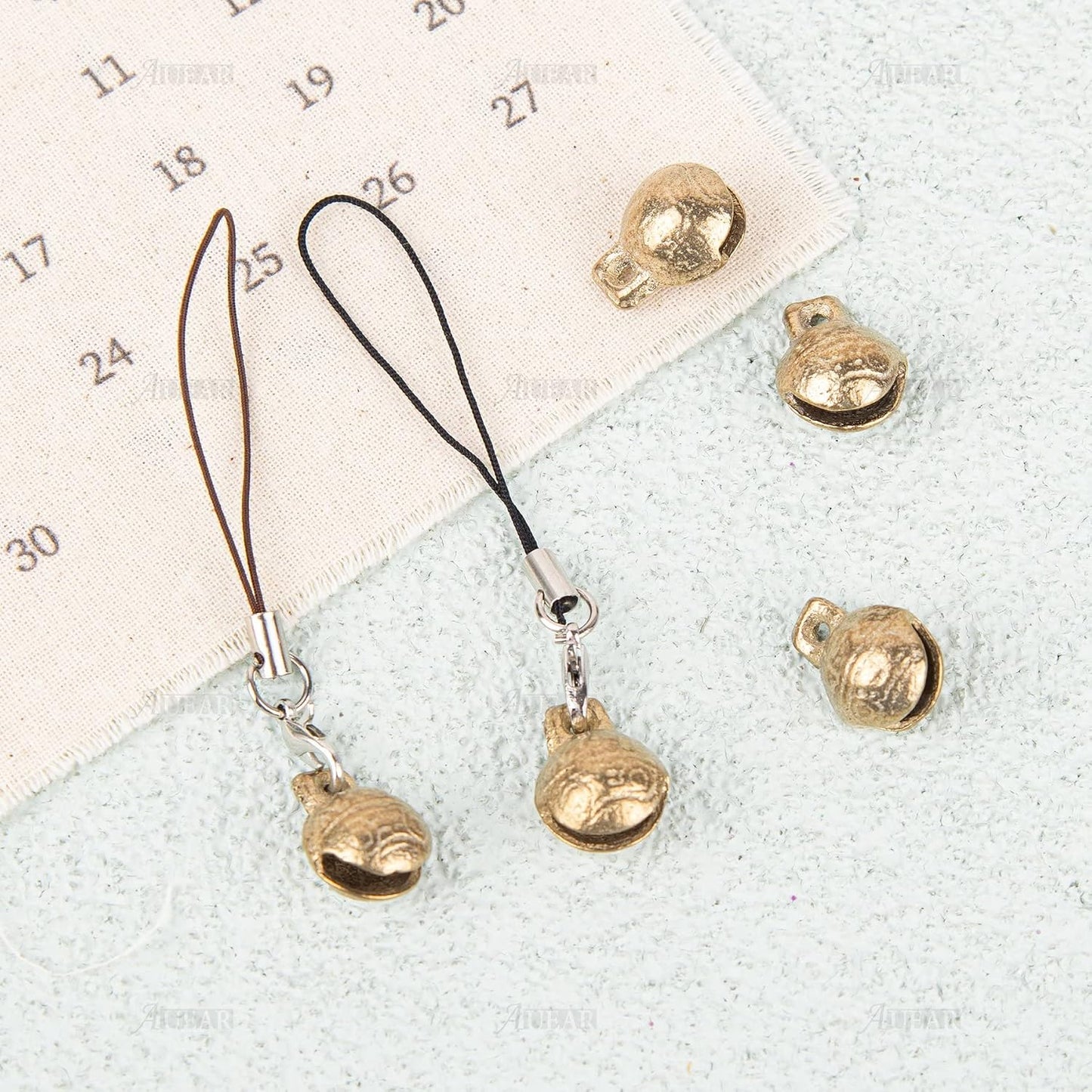 AUEAR, 60 Pack Vintage Brass Bells Mini Jingle Bell DIY Craft 14mm Small Tibetan for Jewelry Making Charms Pendants
