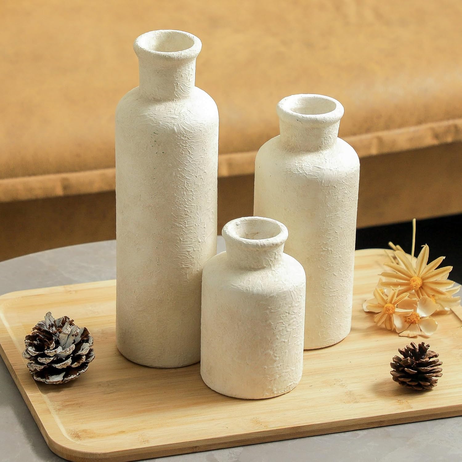 Ceramic Vases / Pottery Rustic Farmhouse Decorative Vases Modern / 007 Rustic - White / Set of 3