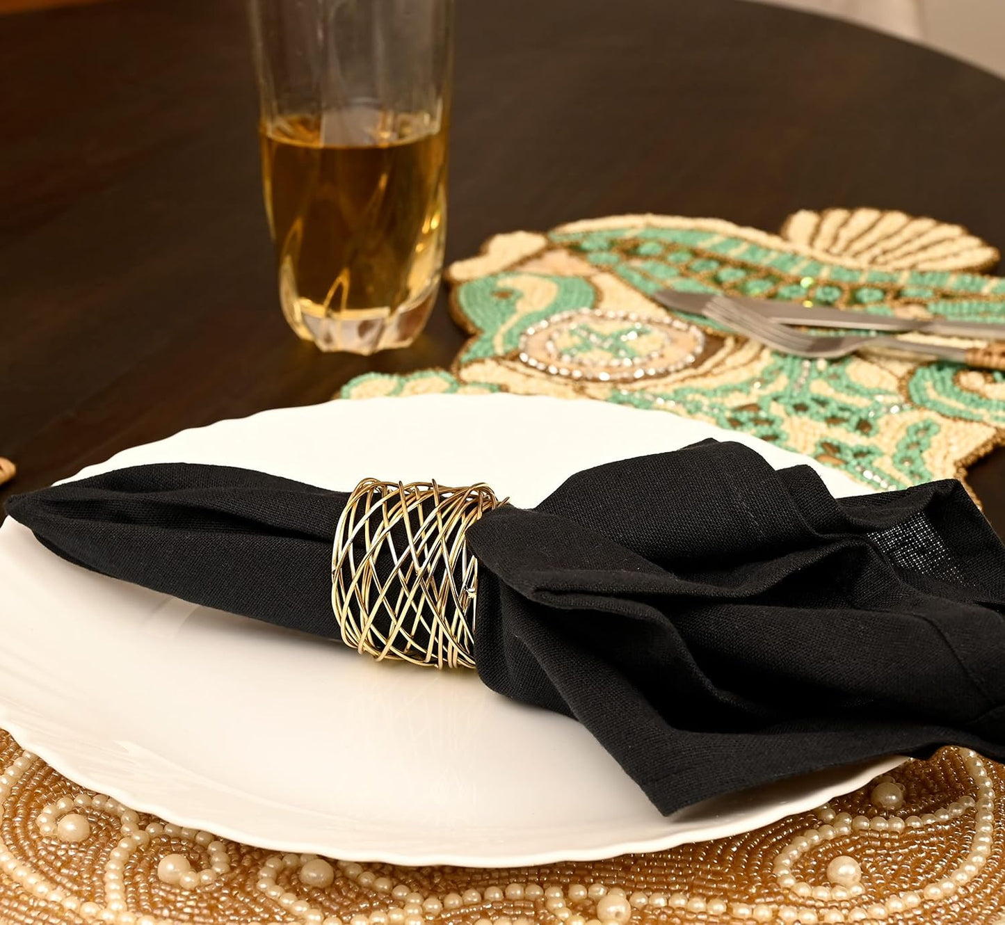 ALPHA Living HOME Gold Napkin Rings 12 Set of Premium 100% Metal, Rust-Resistant Tabletop Décor - Napkin Holders