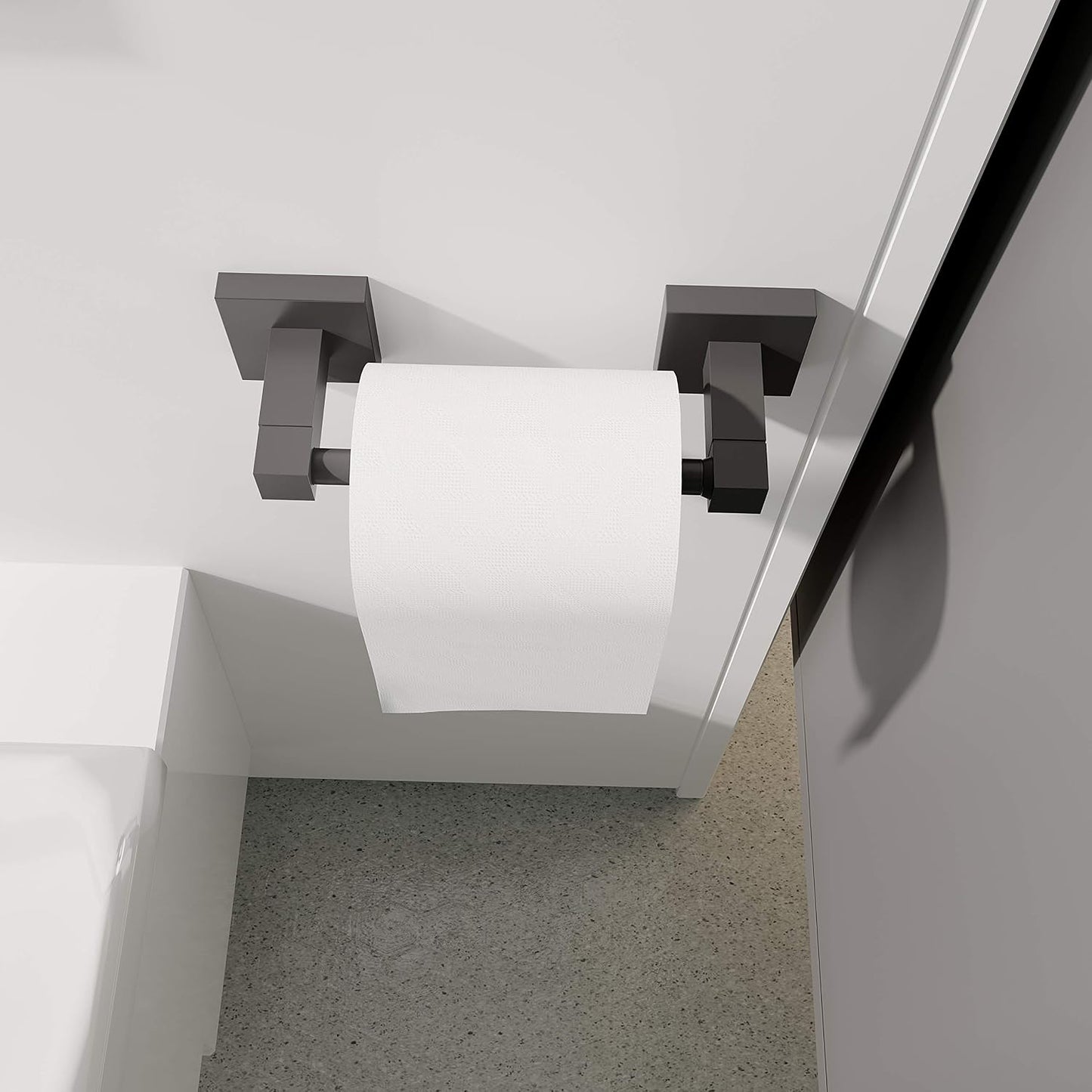 RUACQ Matte Black Toilet Paper Holder Wall Mount for Bathroom, 2 Pack | Dual-Post Pivoting Tissue Roll Holder with