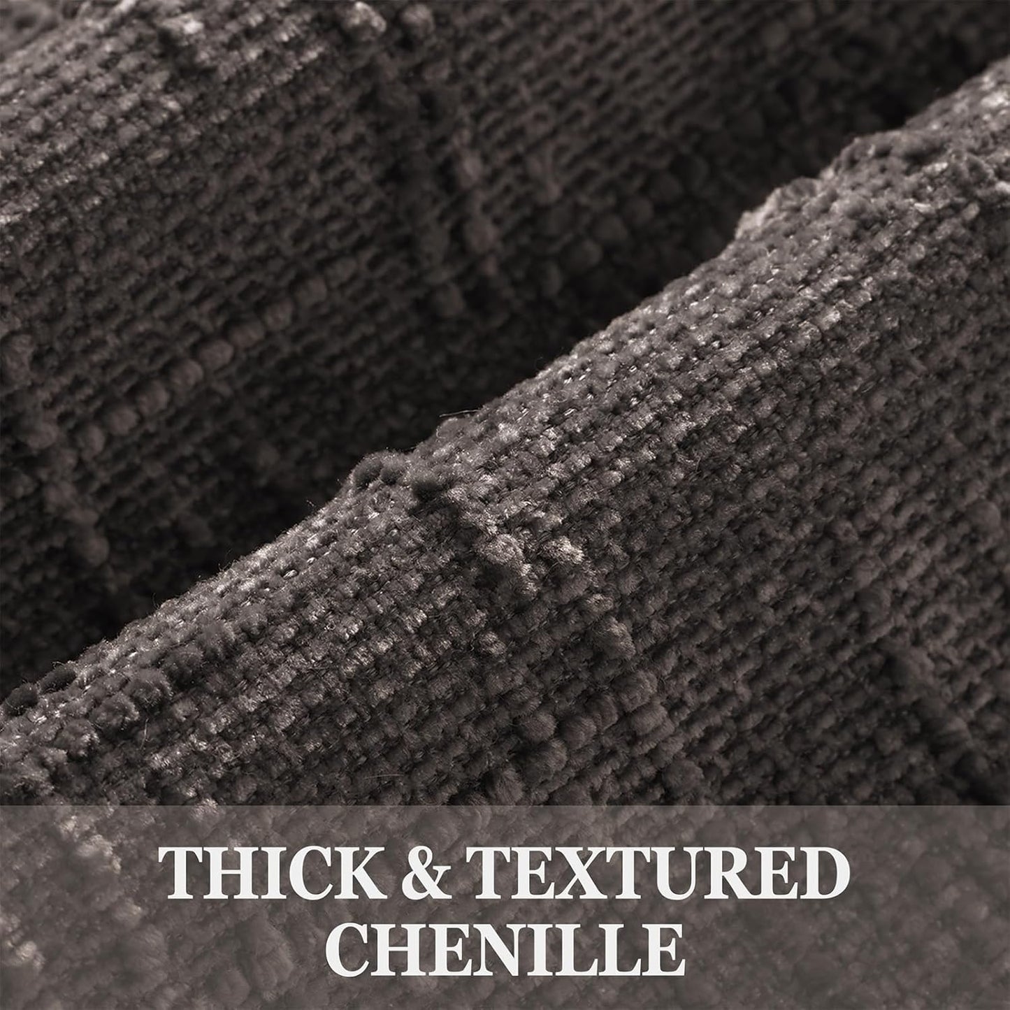 Fall Chenille Throw Pillow Covers Textured Soft Slubby Couch / Dark Brown / 18 x 18 / Set of 2