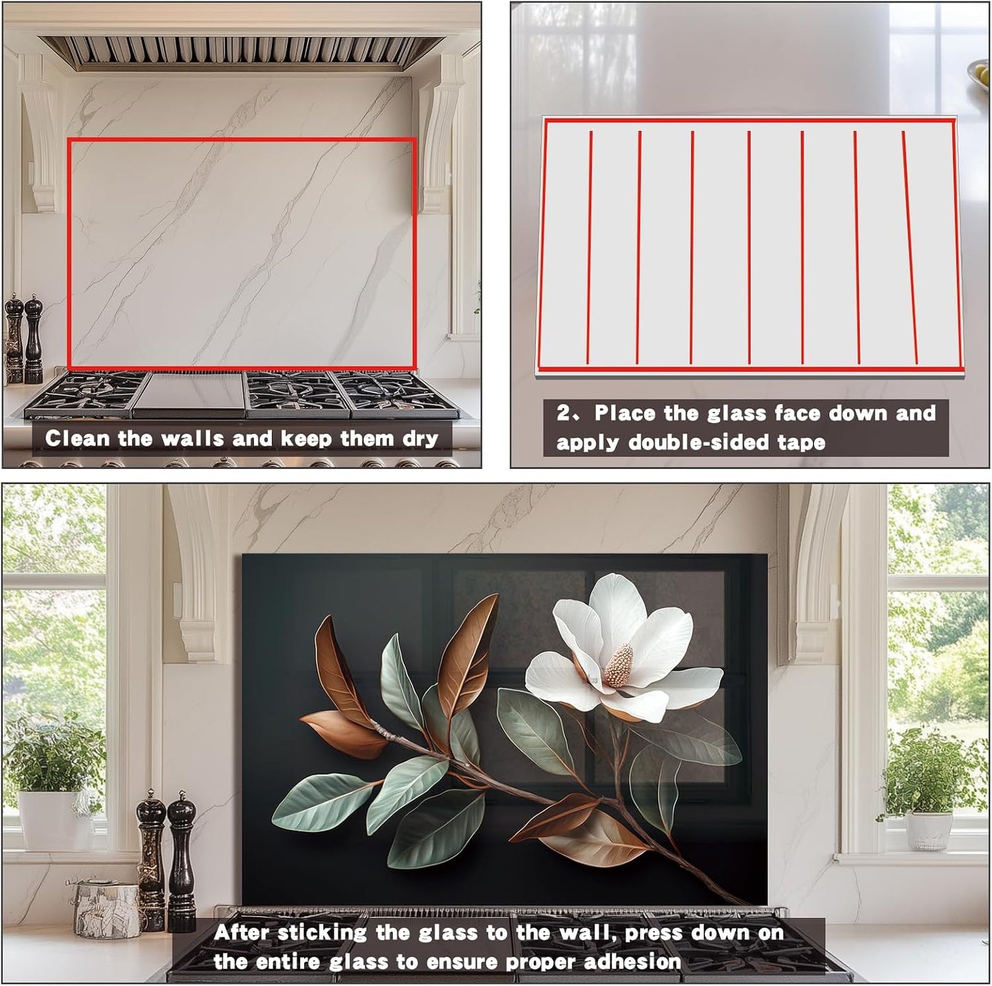 Flowers Stove Splashback / 30"L x 16"W