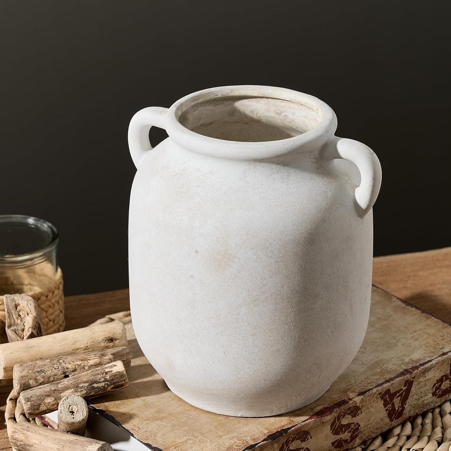 Farmhouse Rustic Table Vases / 7.6" Rustic / White / 7.6 Inch