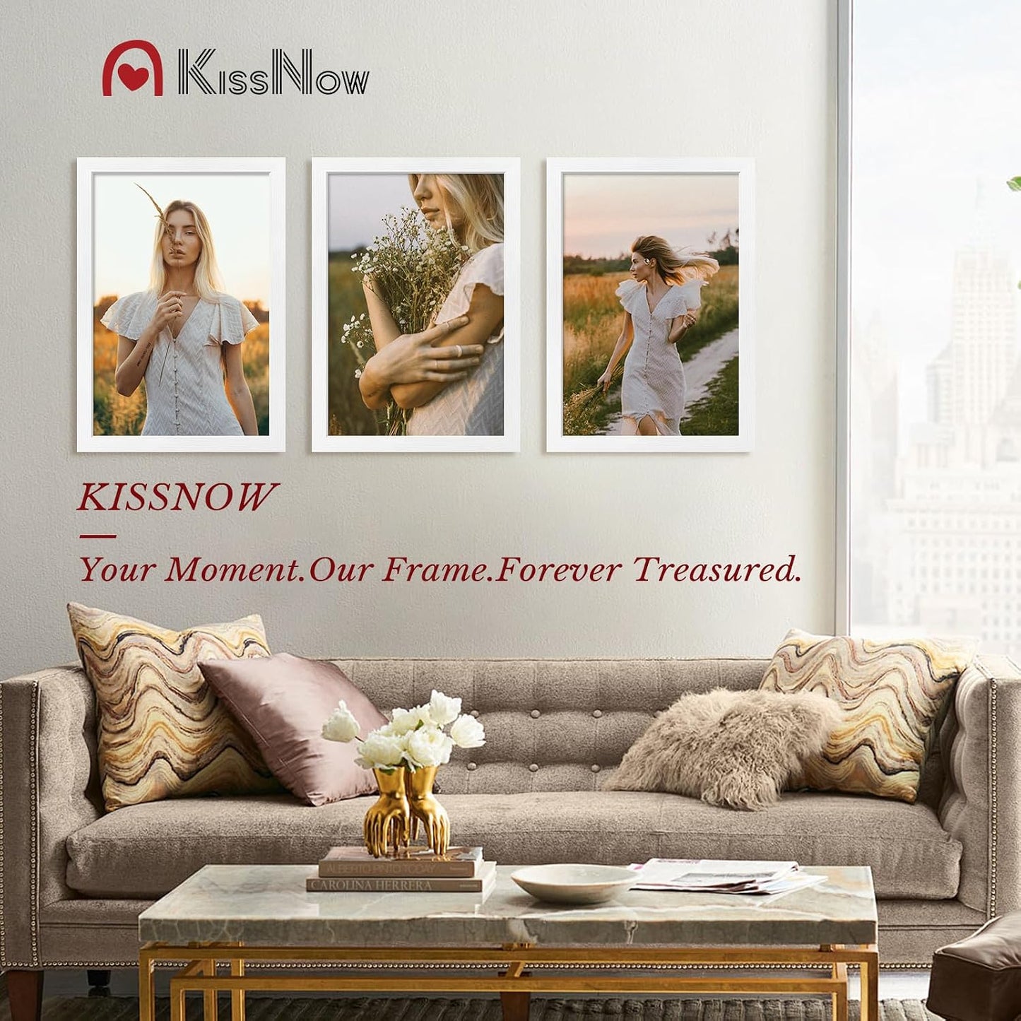 13x19 Picture Frame, White Solid Wood, 2 Pack, Wall Hanging for Art | Thick & Wide Border, HD Plexiglass, Horizontal or