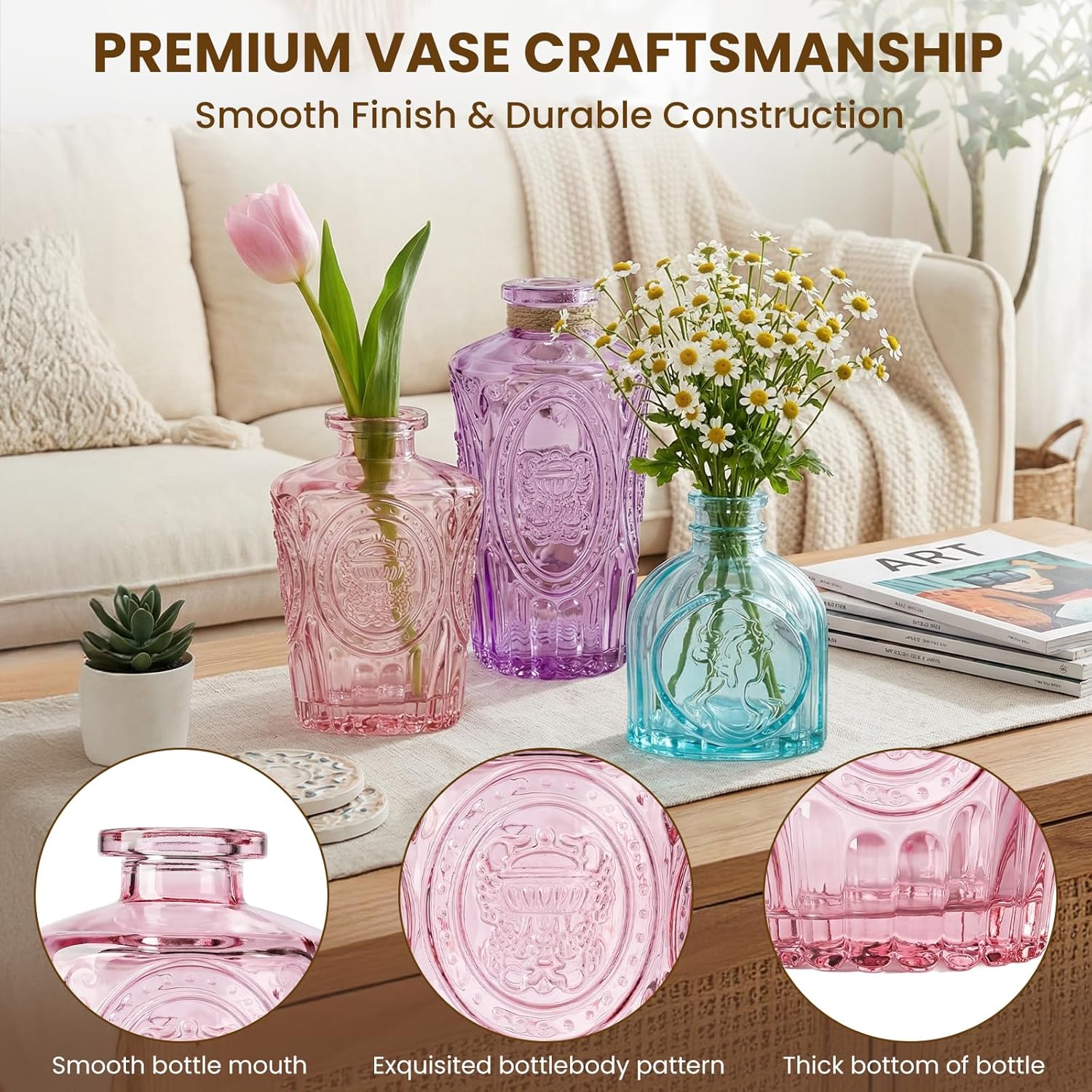 Colored Glass Bud Vase Set / Colorful / Set of 10