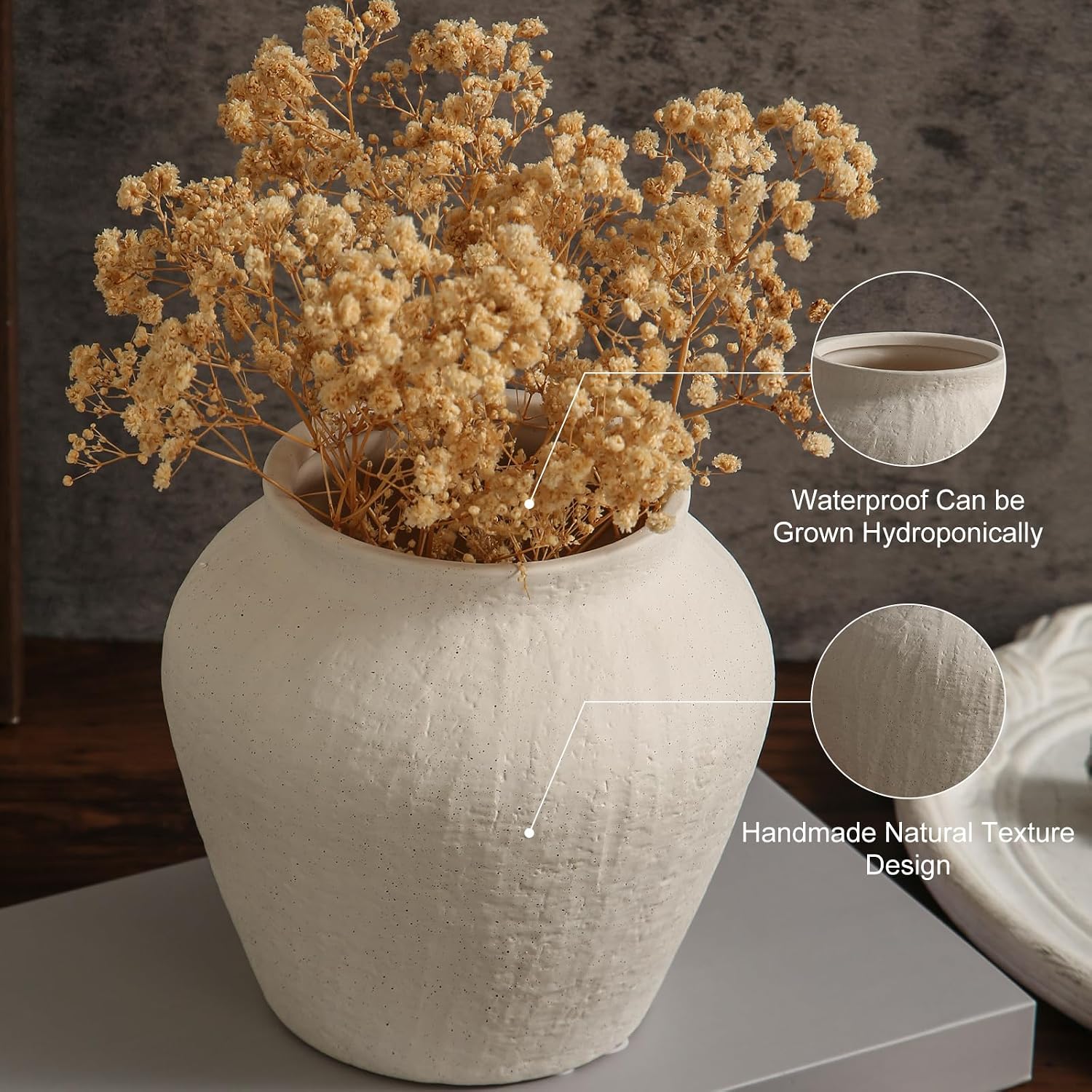Farmhouse Ceramic Vase / Plain White / 6.3 x 6.1