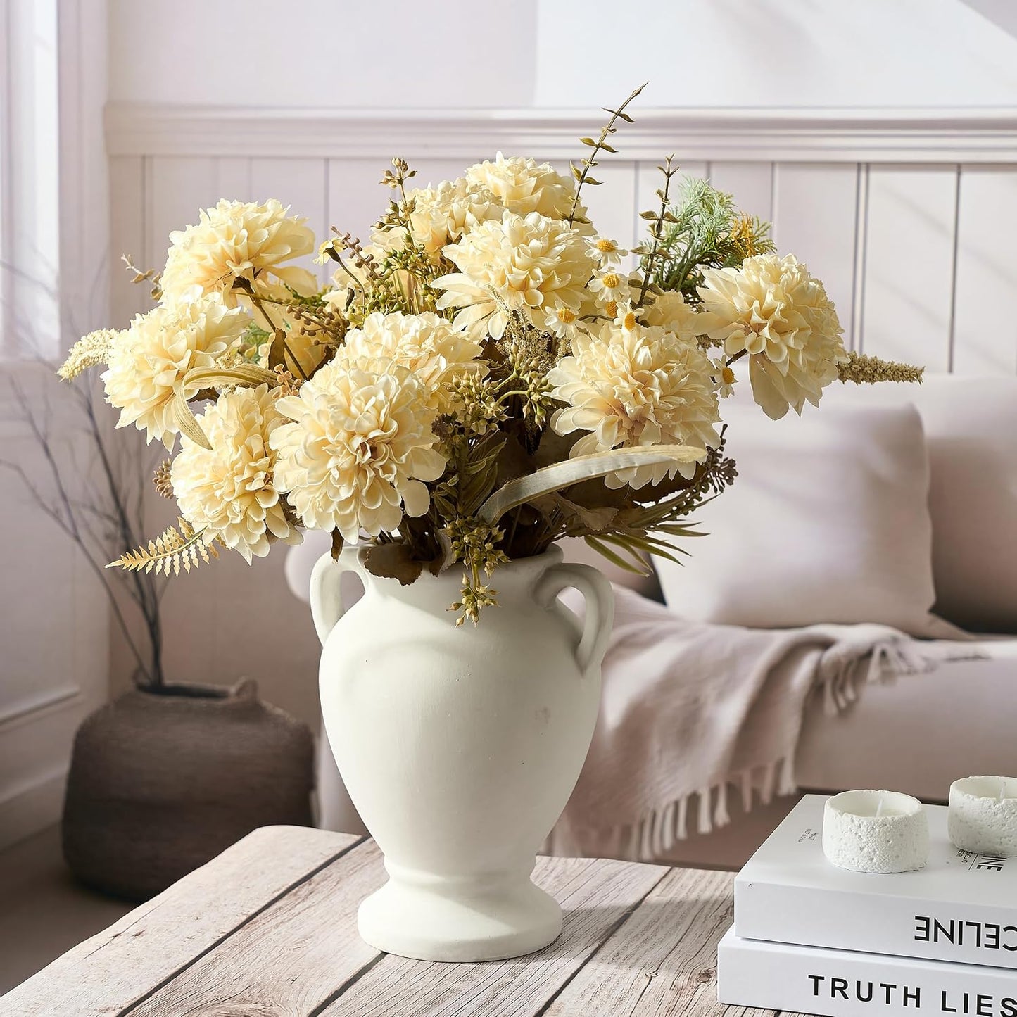 Farmhouse Terracotta Vase / Off-white- 8.46 / 8.46 Inch