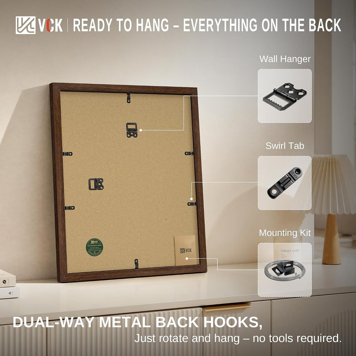 VCK 12x18 Picture Frames Set of 3, Brown Woodgrain, Wall Hanging | Wide Border, Exclusive Woodgrain, Shatterproof