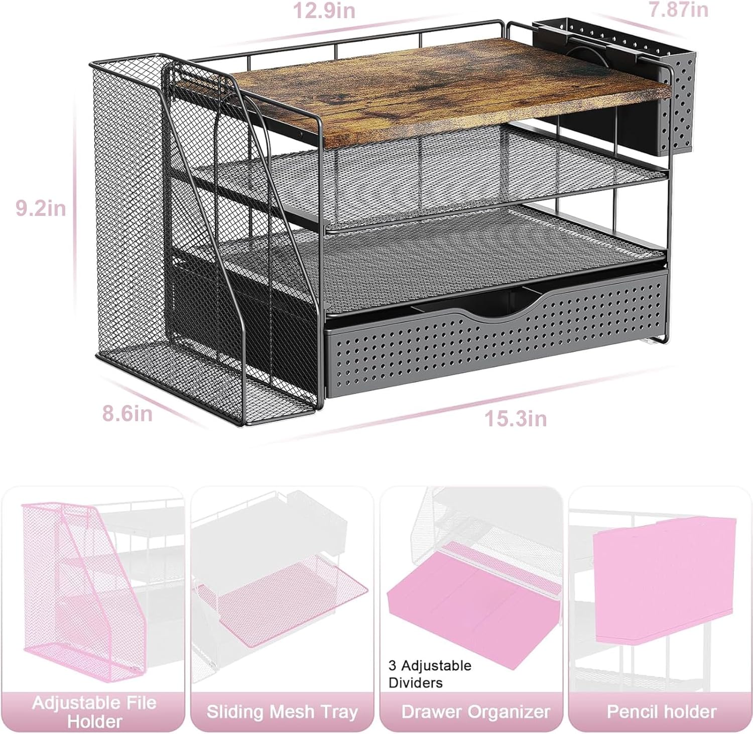 Desk Organizers and Accessories / Wood / 4T with Drawer