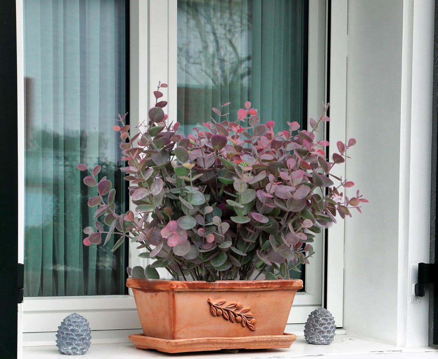 Faux Greenery Fake Dust Frosted Eucalyptus Branches Leaves / Dusty Mauve