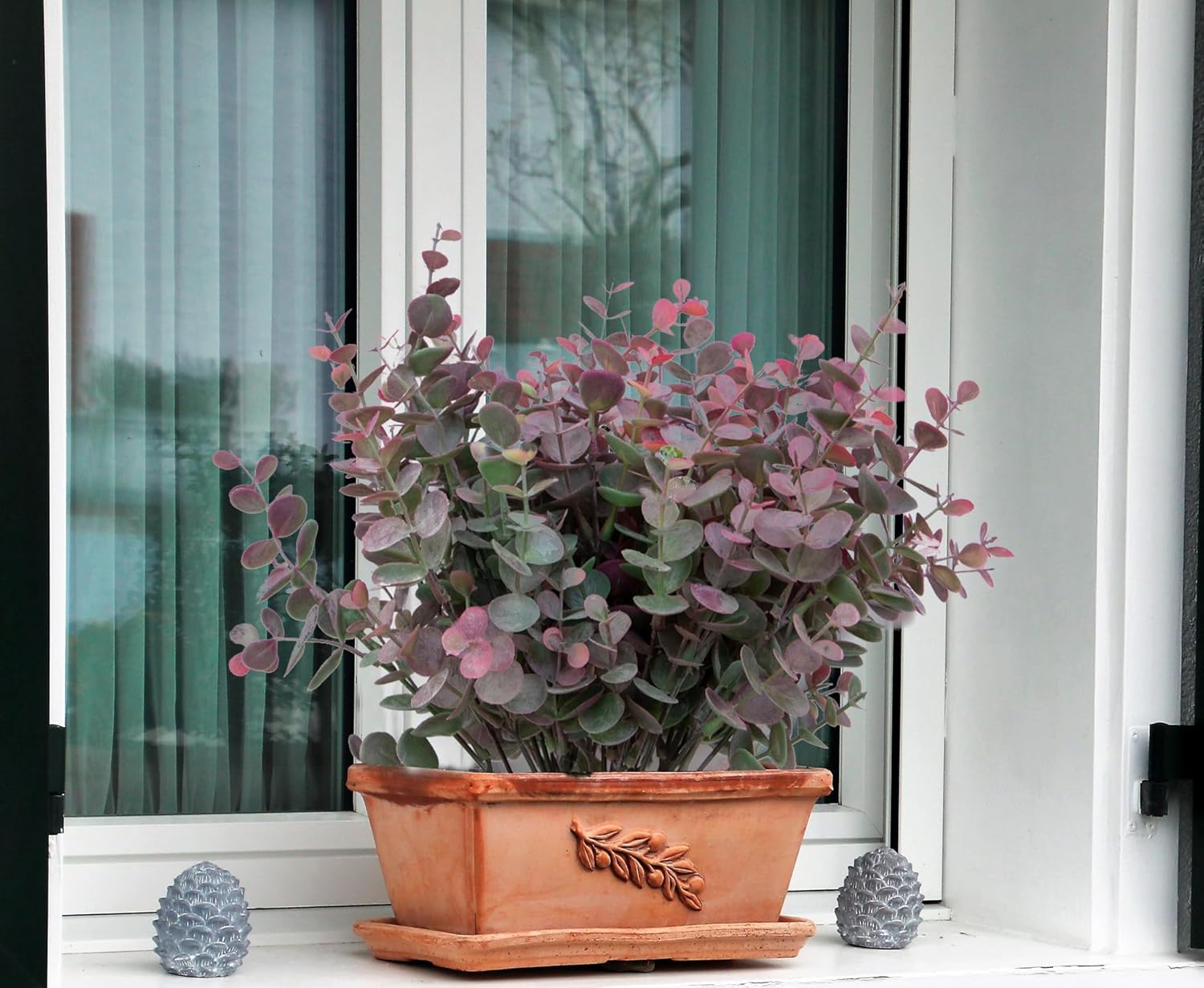Faux Greenery Fake Dust Frosted Eucalyptus Branches Leaves / Dusty Mauve