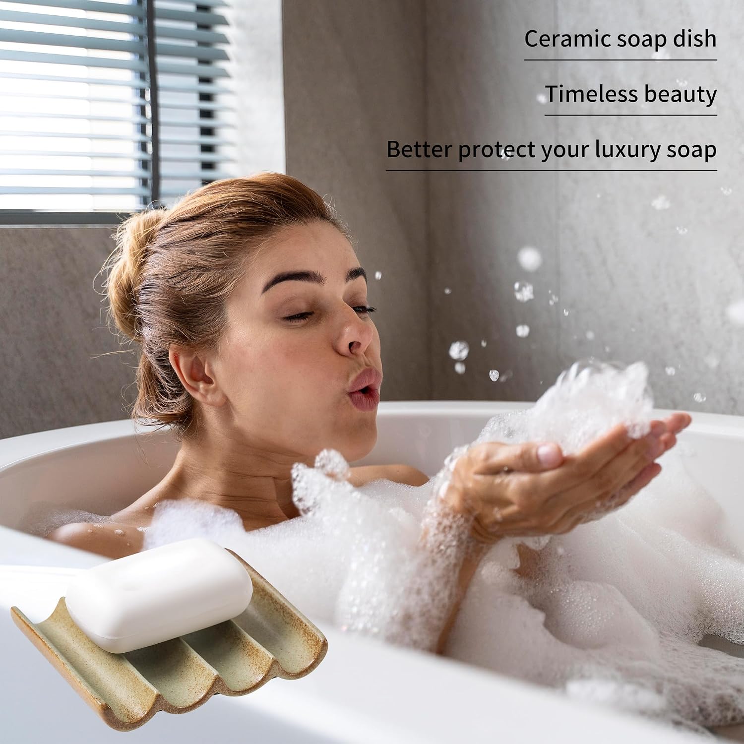 Ceramic Soap Bar Holder Tray for Shower Decorative Square Soap Saver / Soap Dish Rust Green