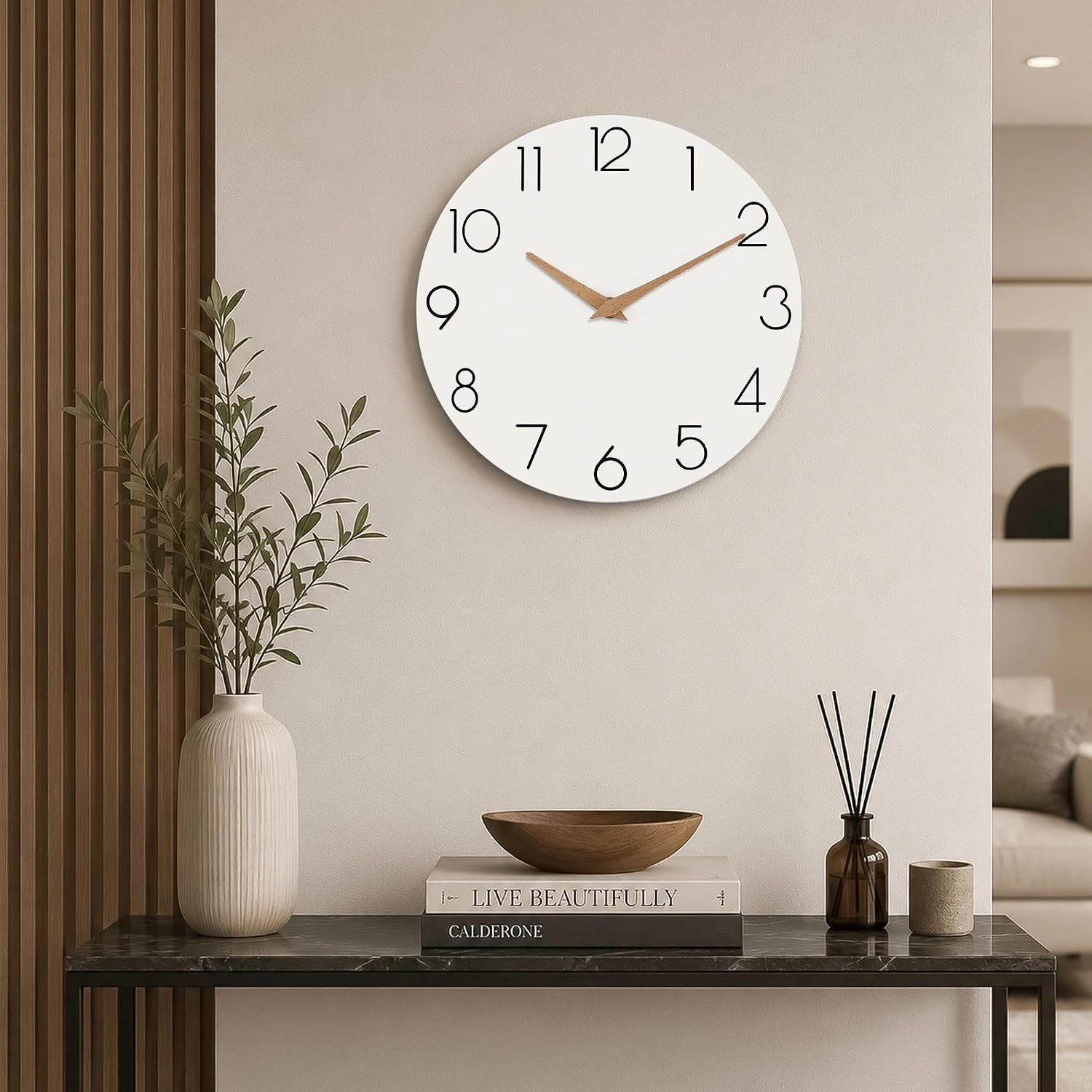 cicininc 12 Inch Battery Operated Wall Clock, Silent Analog, White | Kitchen | Office | Bedroom | Modern Style