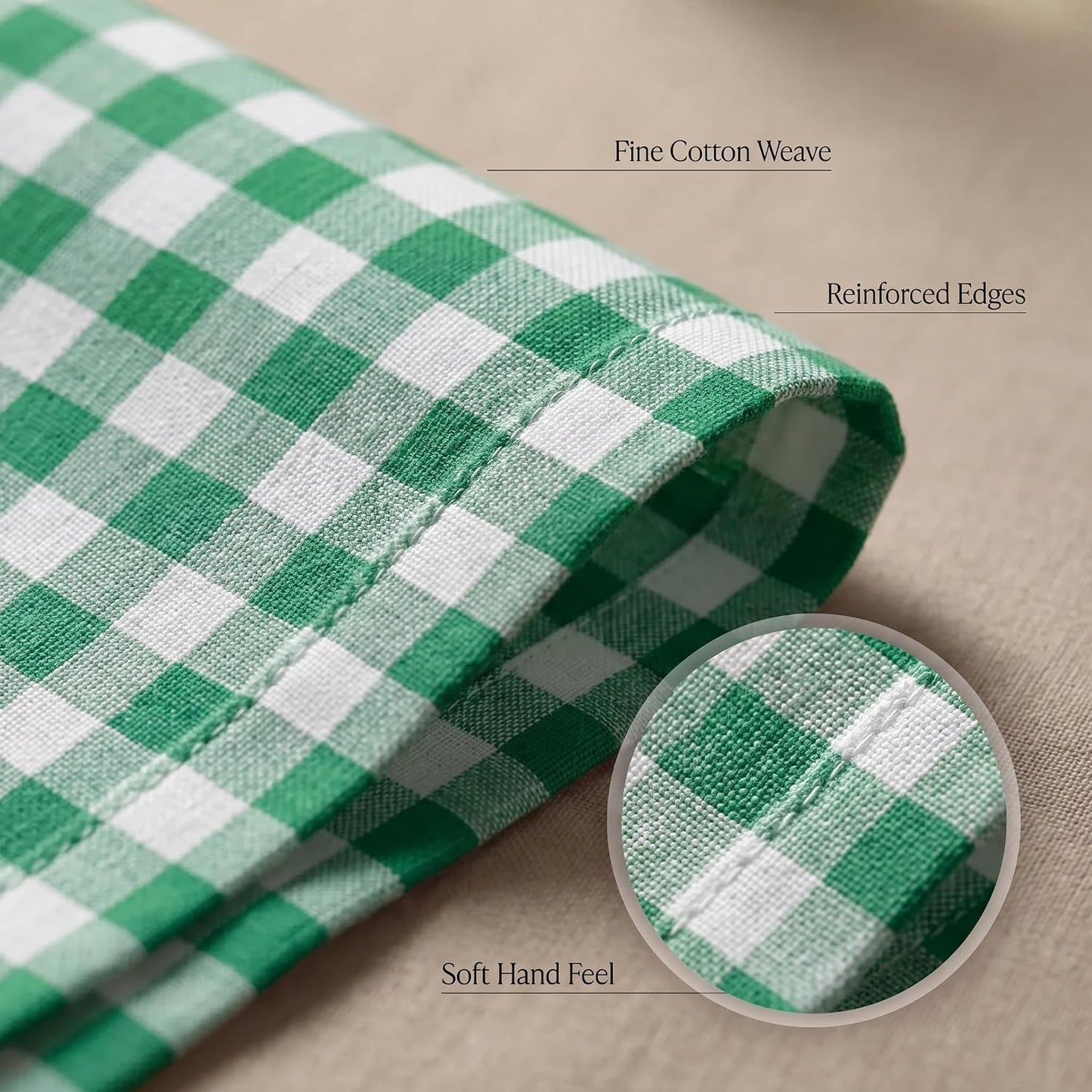 Urban Villa Cloth Napkins Cotton 20x20 (Set of 12) Hunter White