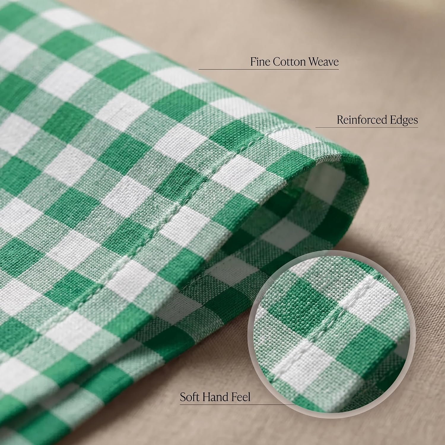 Urban Villa Cloth Napkins Cotton 20x20 (Set of 12) Hunter White