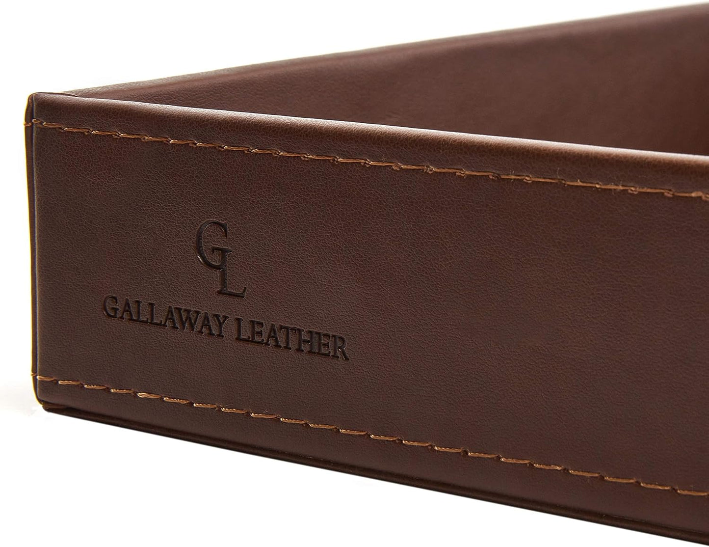 GALLAWAY Leather Valet Tray for Men - Nightstand Organizer EDC Tray for Wallet and Keys - Bedside Dresser Catch All