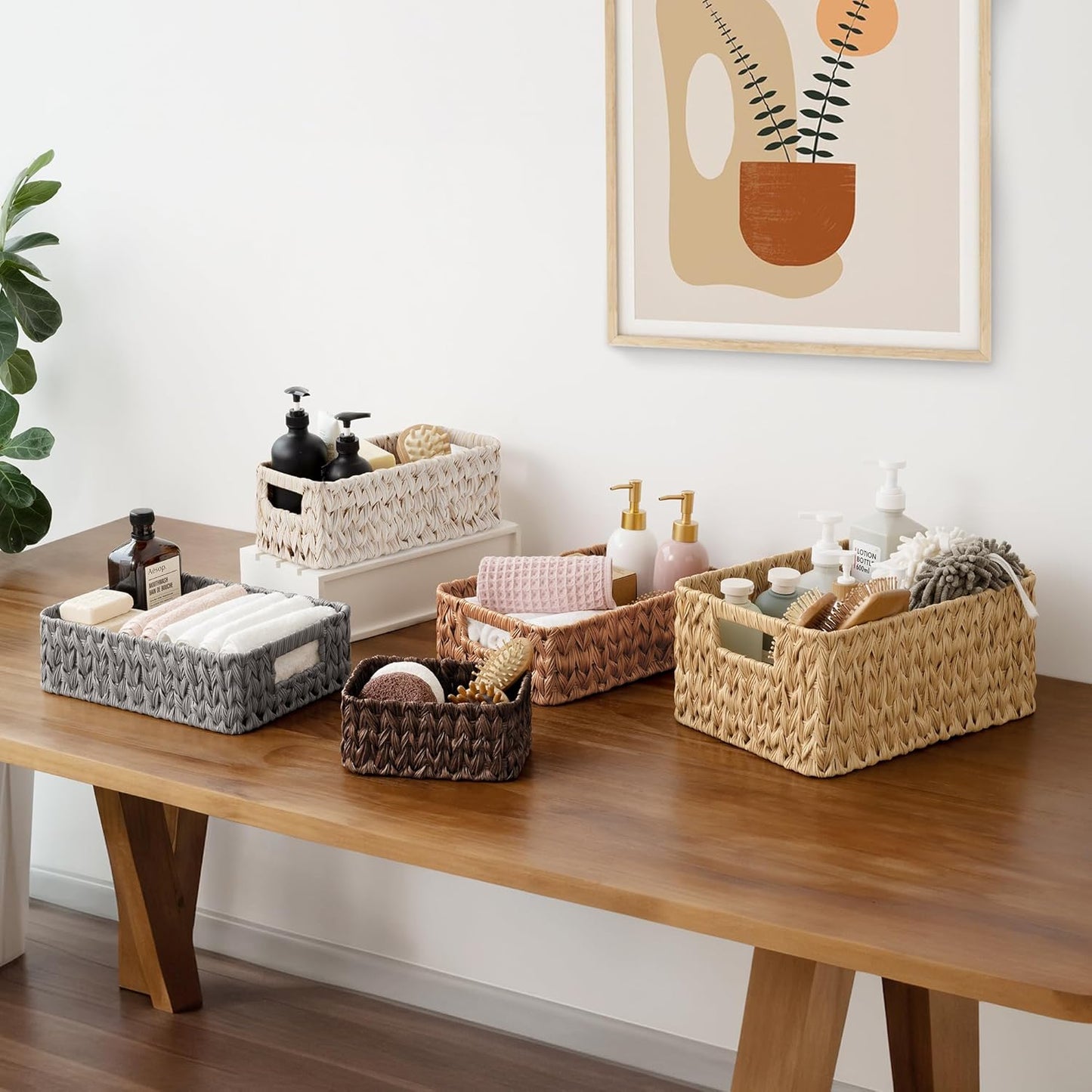 Small Woven Baskets / 2 x 7 / Butter Milk