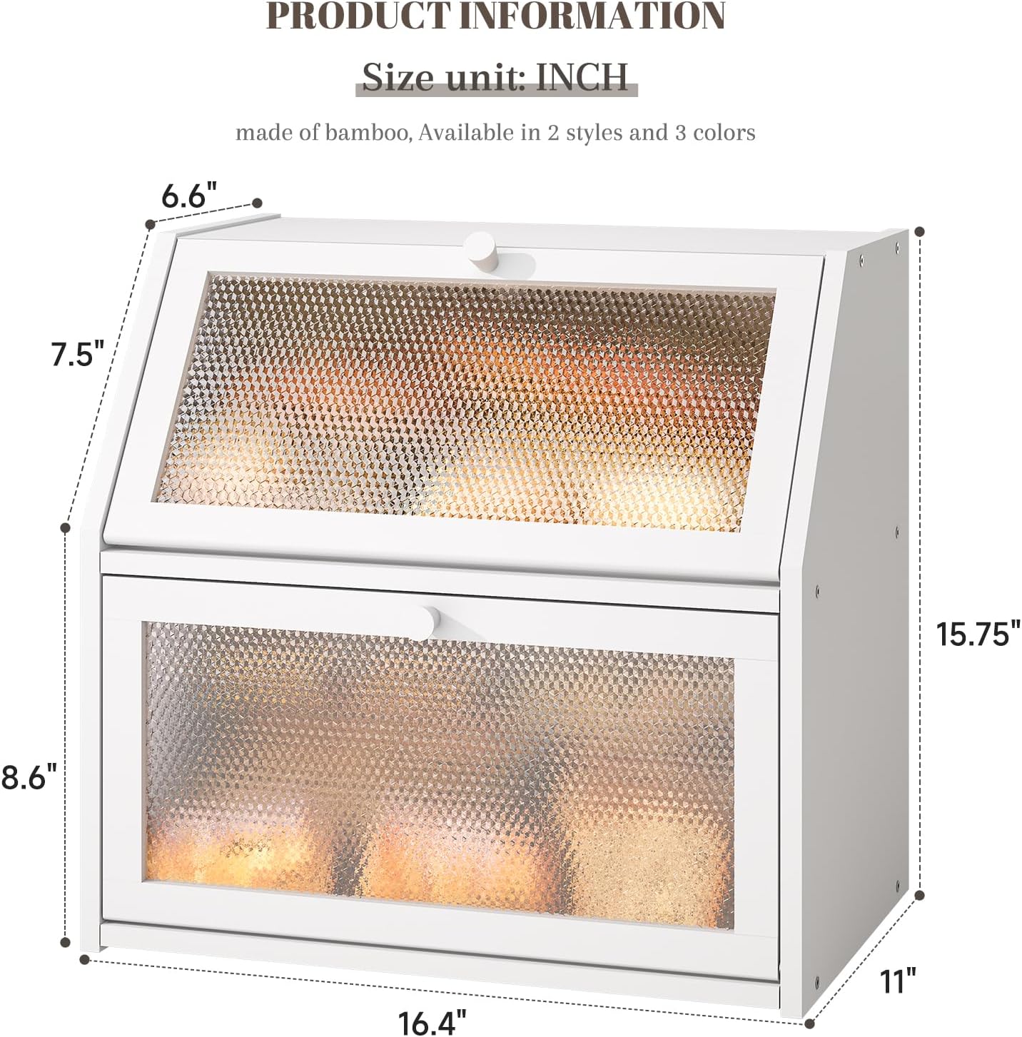 STDDRE Bread Box for Kitchen Countertop Bin Double Layer Bread Box Storage Container Extra Large Capacity with Diamond