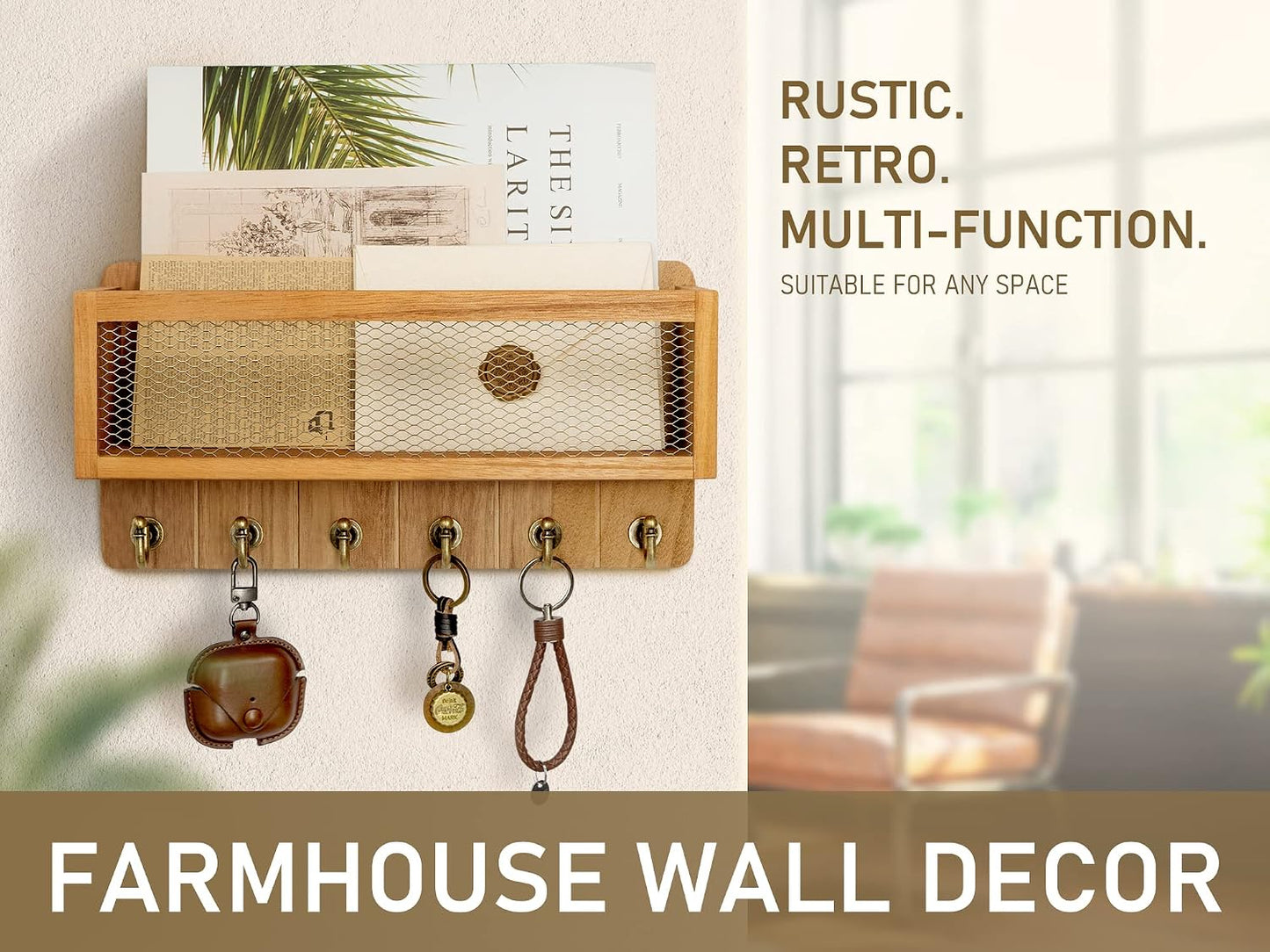 Farmhouse Key and Mail Holder / Yellow
